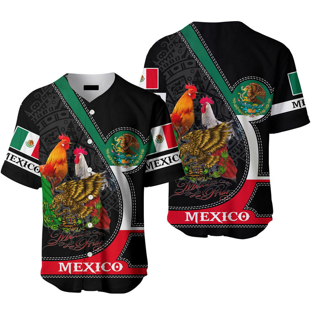 Rooster Mexico Flag Baseball Jerseys For Men & Women/ Gift For Mexicans/ Mexico Lovers