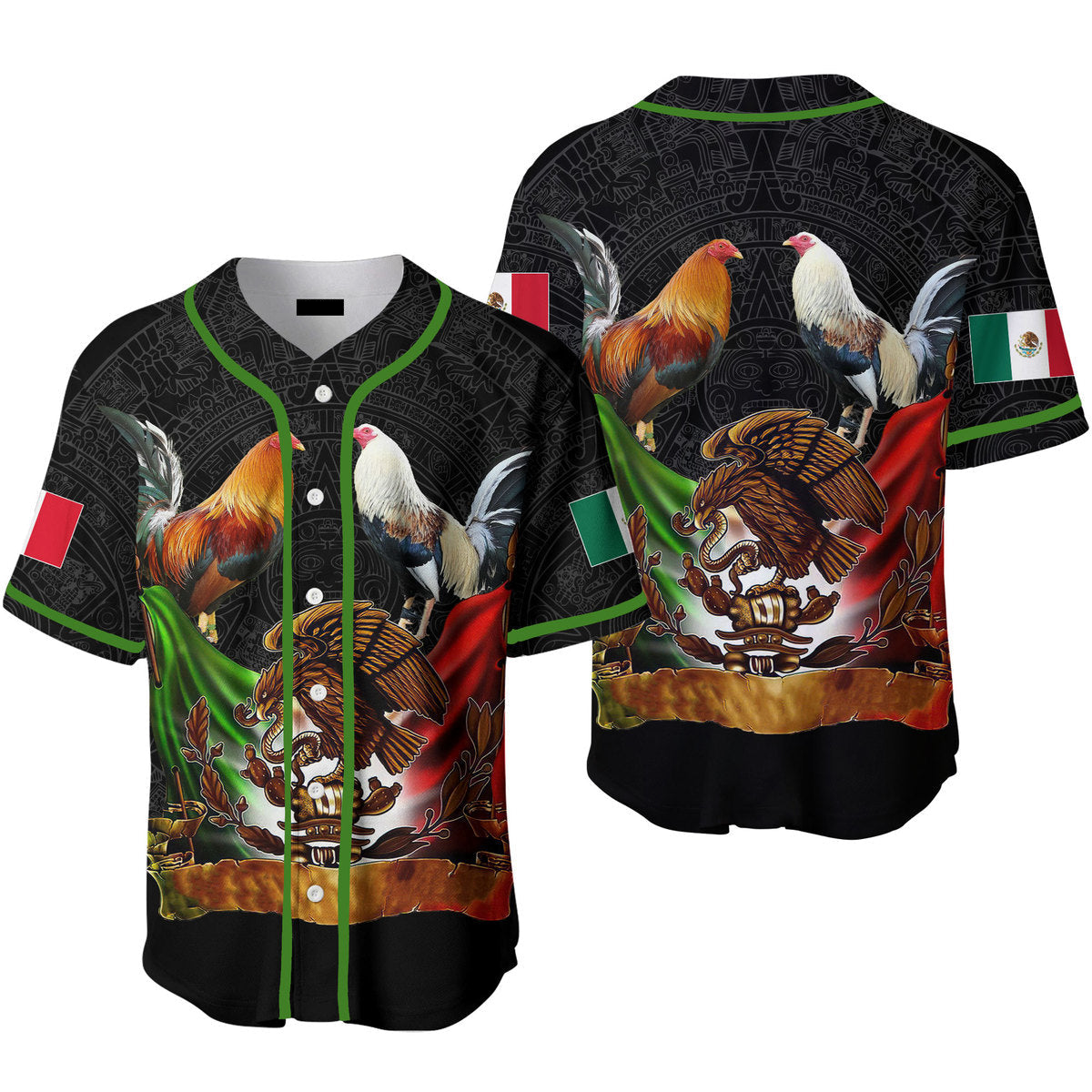 Mexico Rooster Mexican Flag Baseball Jerseys For Men & Women