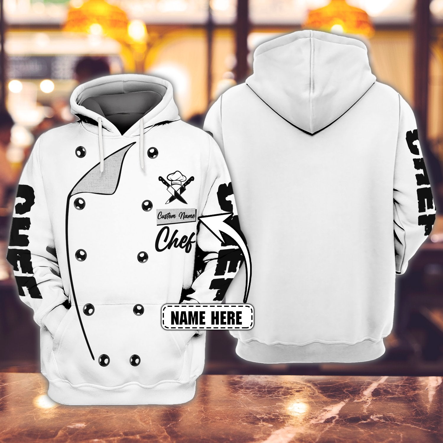 Personalized Name 3D Hoodie Chef Shirt/ Idea Gift for Master Chef