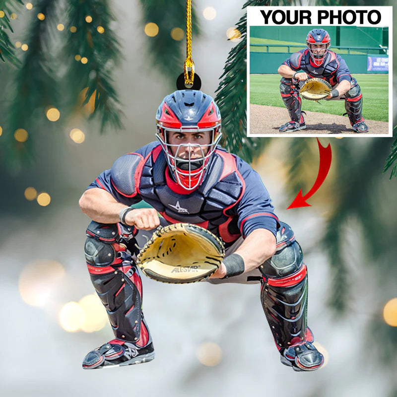 Custom Photo Baseball Christmas Ornament/ Upload Image Baseball Flat Ornament/ Gift for Team Baseball