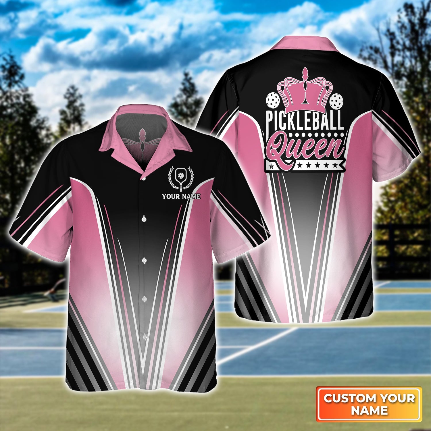 Pickleball Queen Personalized Name 3D Hawaiian Shirt Gift For Pickleball Player