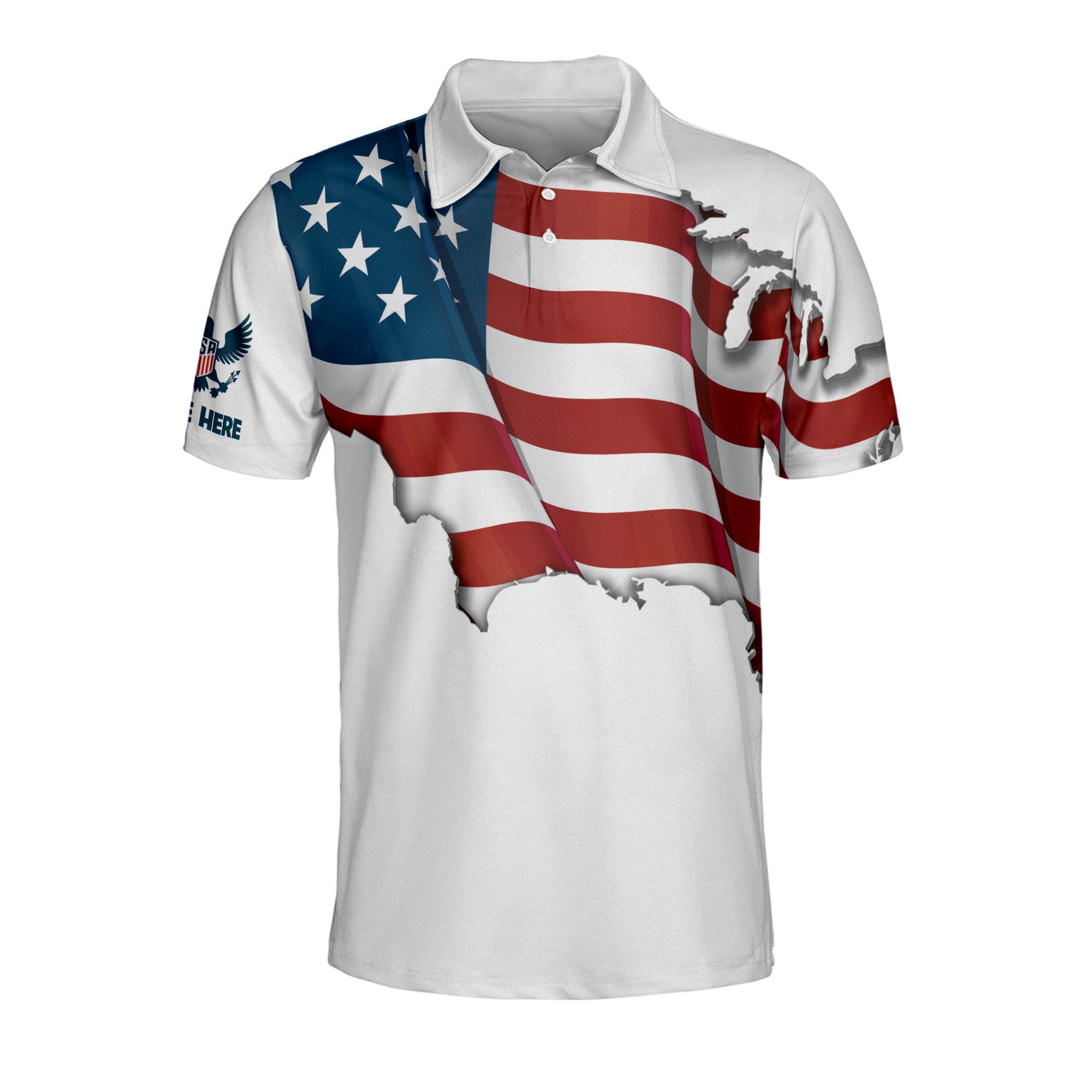 Personalized America Love It Or Leave It Eagle US Flag Polo Shirt/ Idea Gift for Men Dad Grandpa