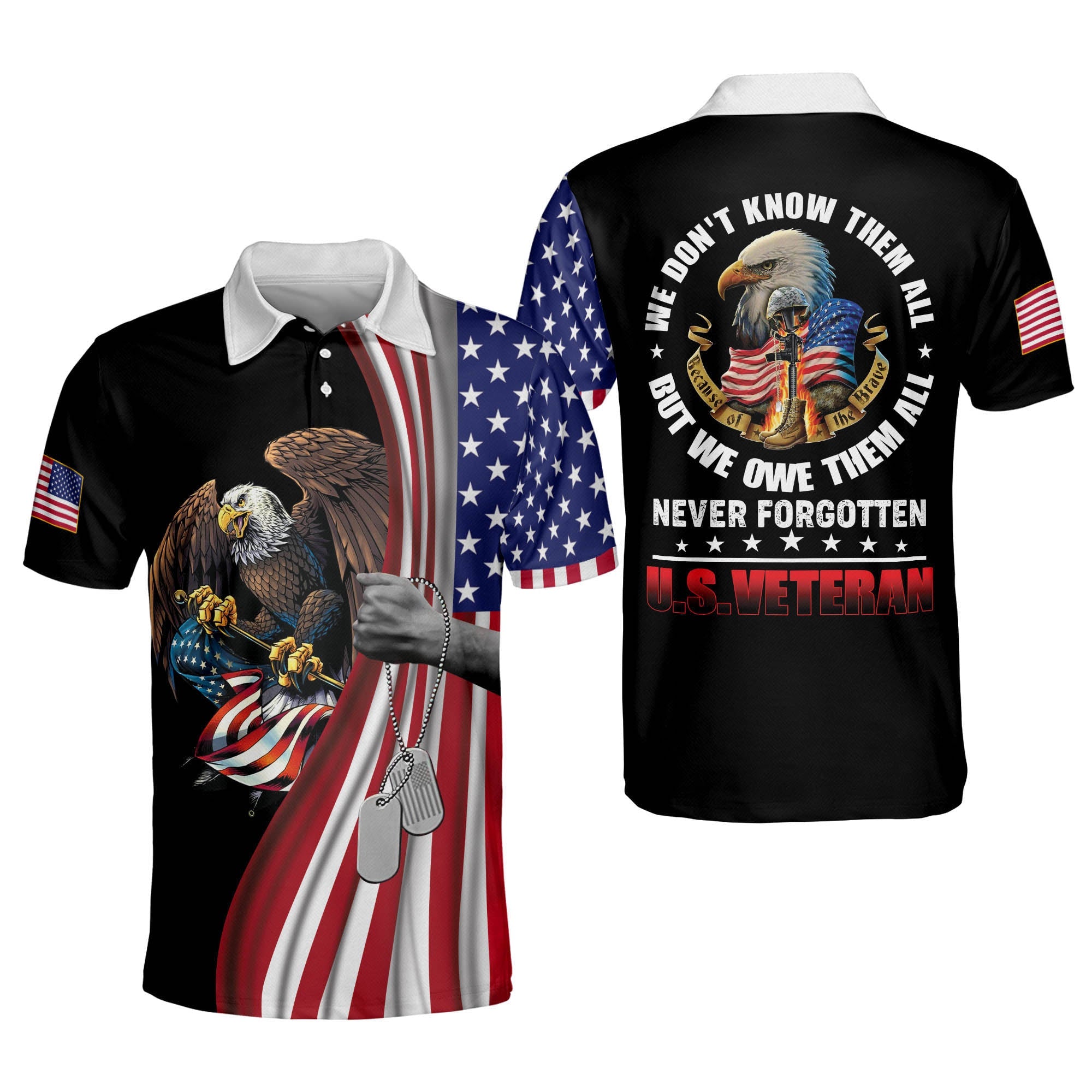 3D All Over Print We Don''t Know Them All But We Owe Them All Veteran Polo Shirt