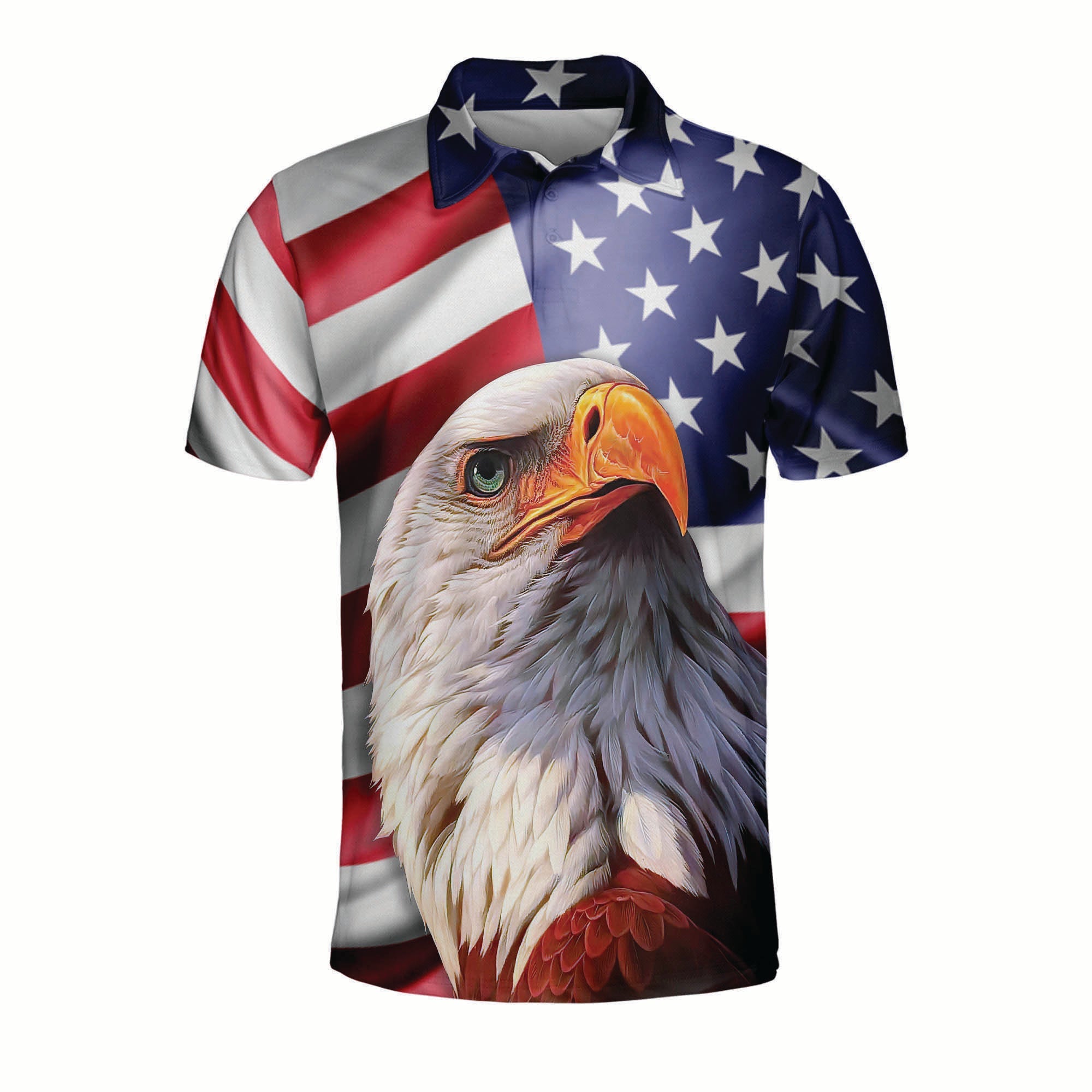 3D All Over Print Patriotic American Design With Eagle Polo Shirt/ Idea Shirt for Men in Independence Day