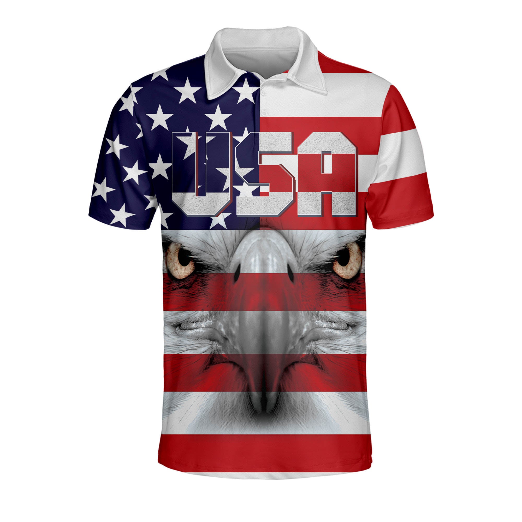 3D All Over Print US Flag Colors Patriotic Polo Shirt/ USA Pattern Shirt for Men/ Independence Day Polo Shirt