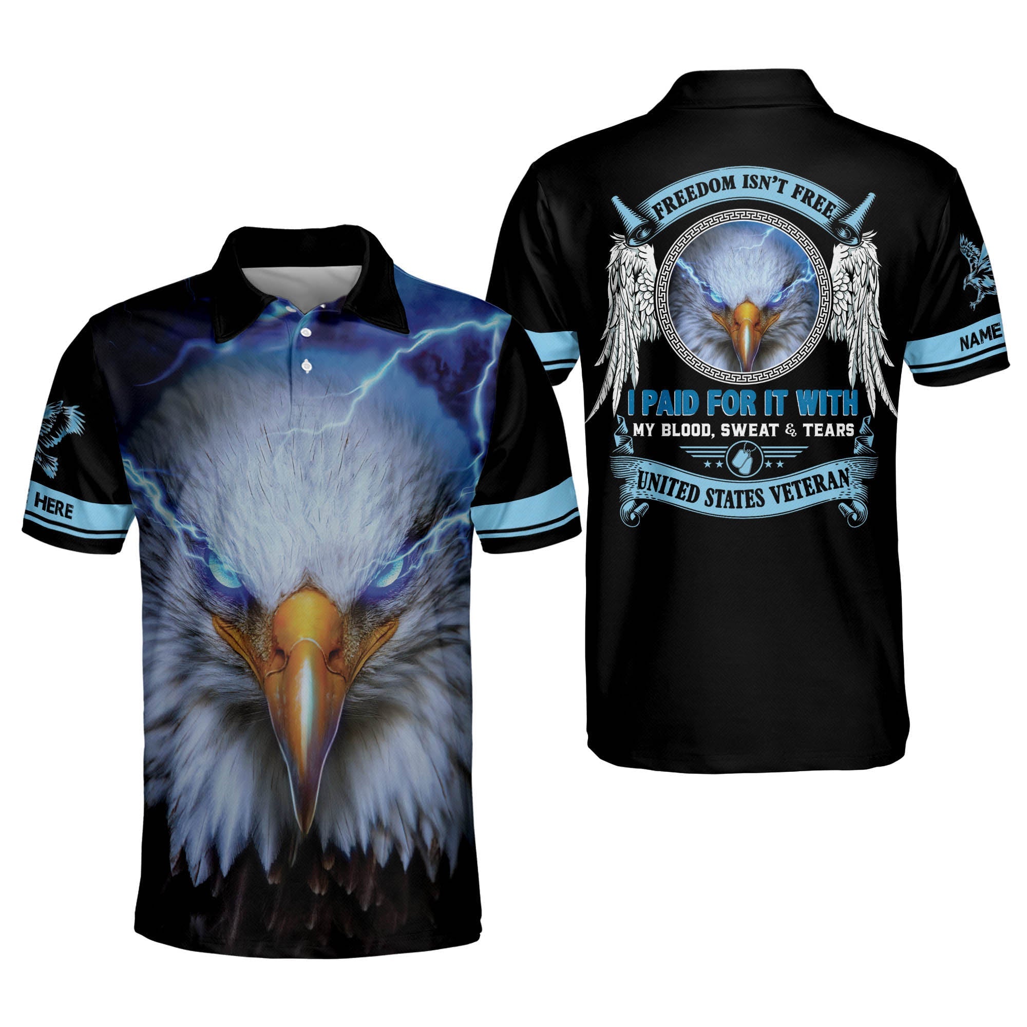 Freedom Isn''t Free American Eagle Veteran Custom Polo Shirt
