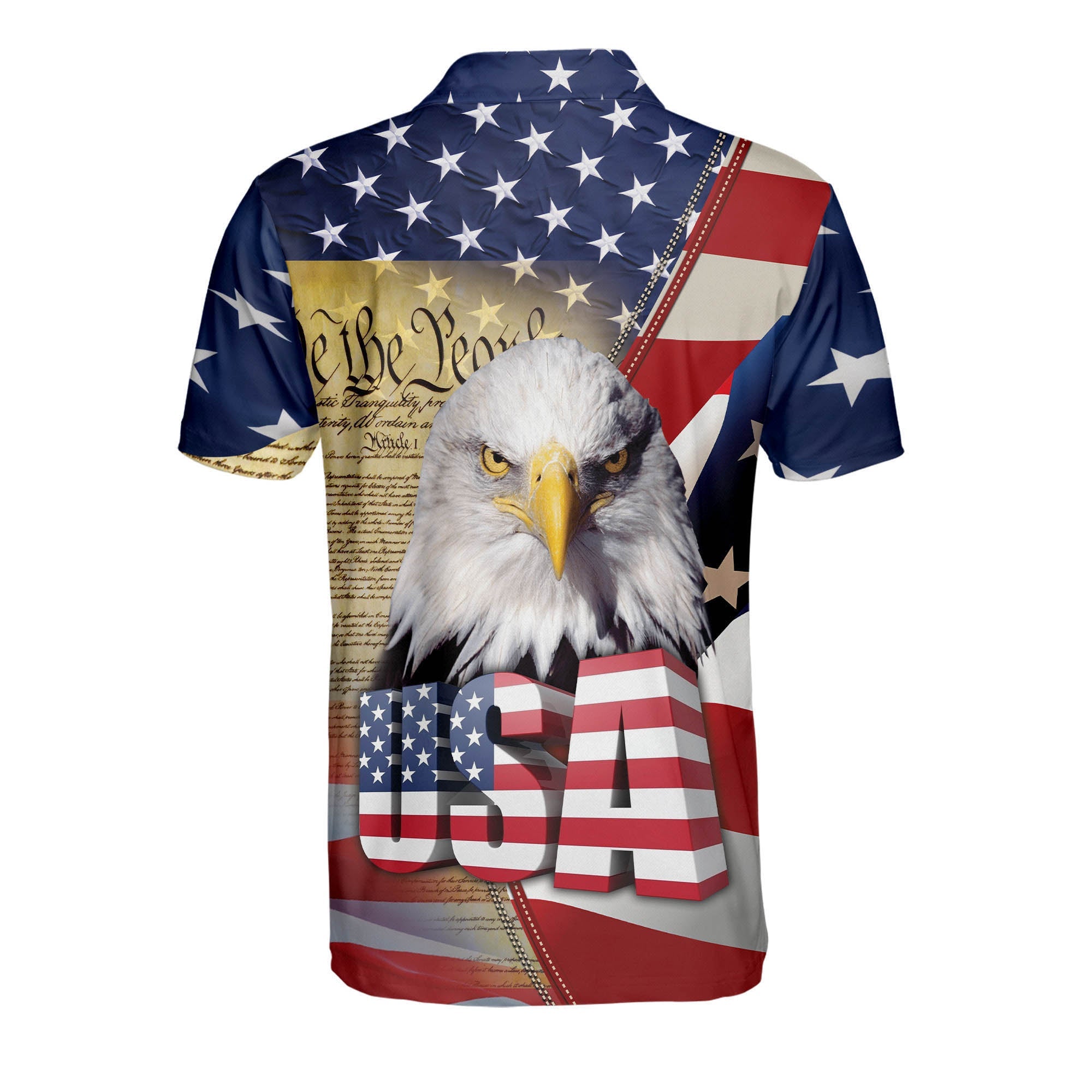 3D All Over Print American Flag Patriotic Polo Shirt/ Eagle USA Flag Shirt/ Gift for Him