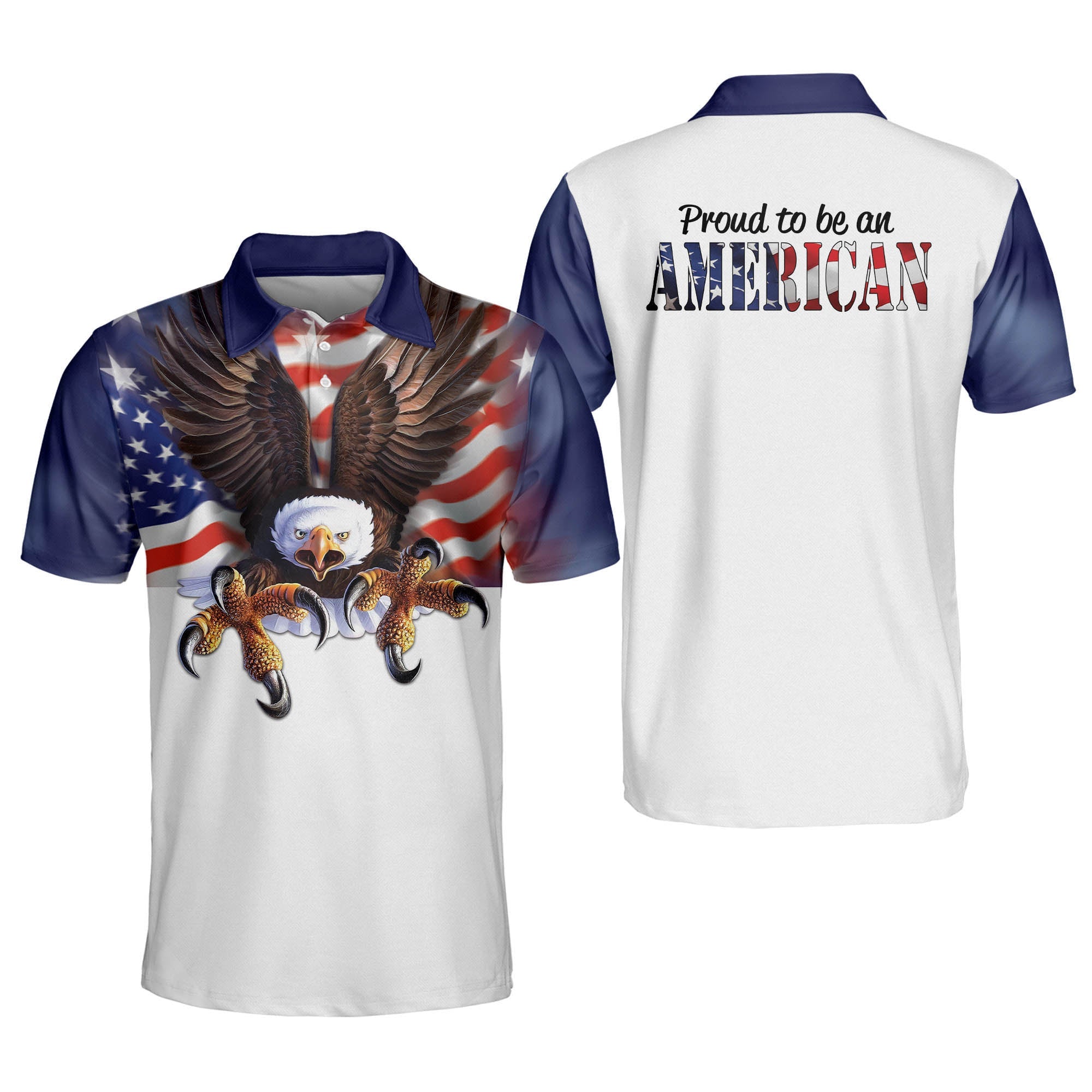 Proud To Be An American US Flag With Eagle Patriotic Polo Shirt Coolspod