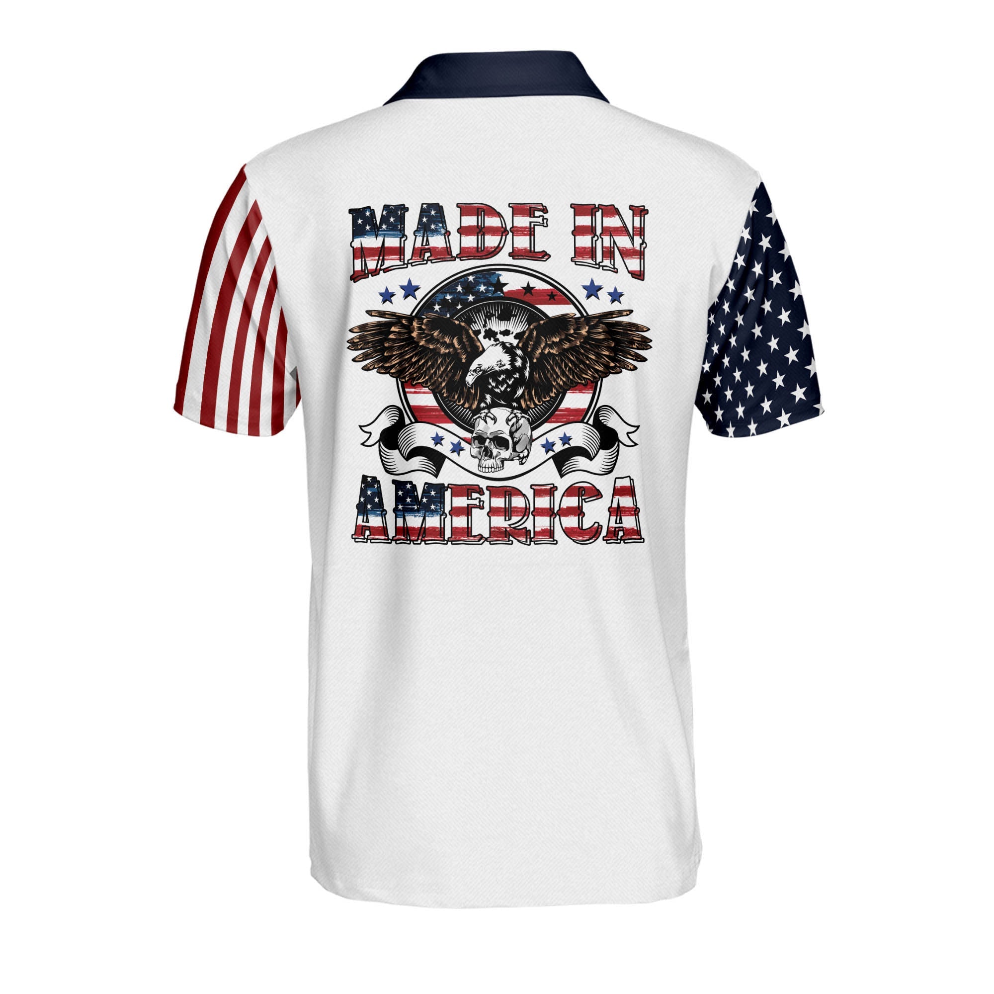 Made In American Eagle Polo Shirt/ 3D Printed Independence Day Shirt/ Skull Shirt