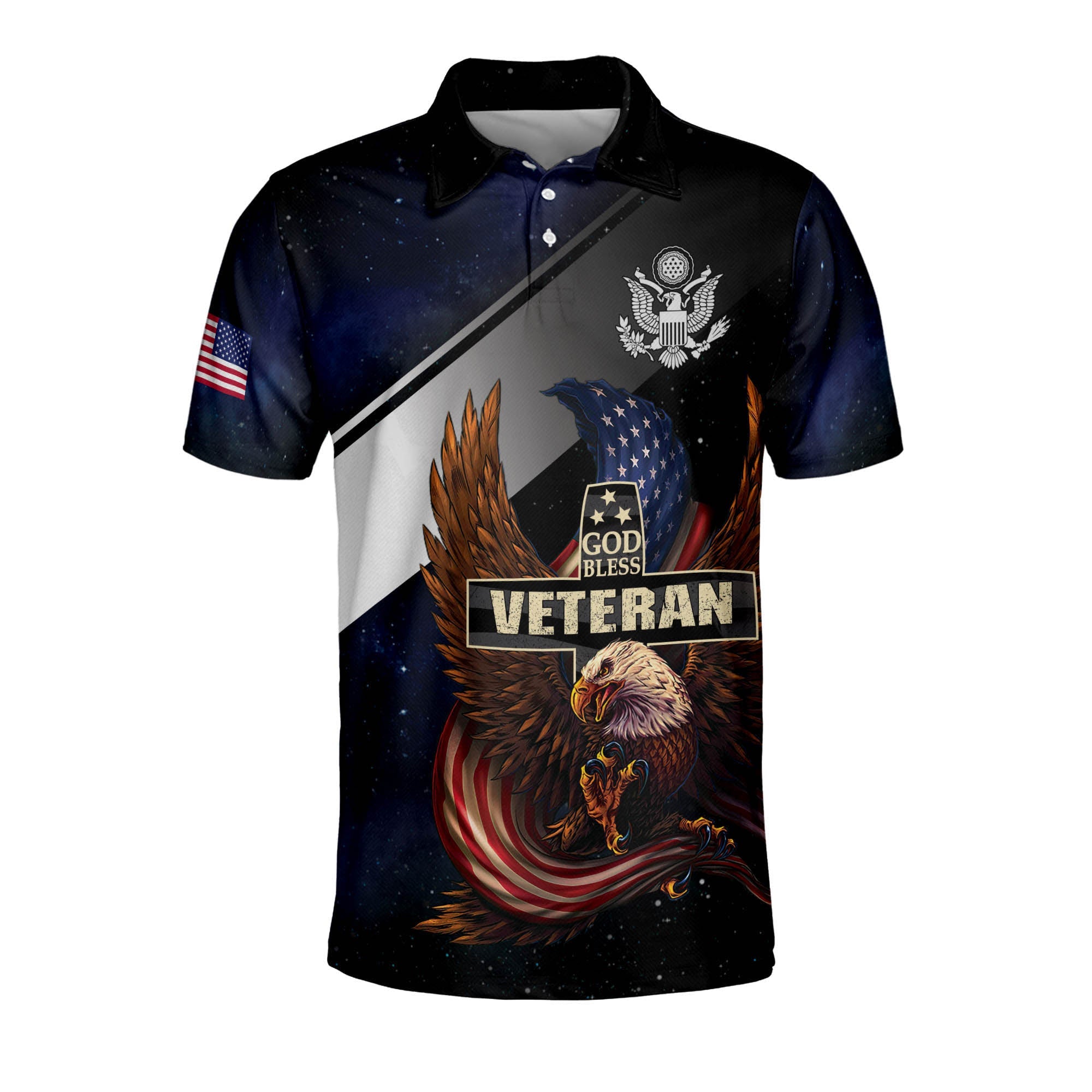 God Bless Veteran Day American Eagle Polo Shirt/ Independence Day Shirt for Men