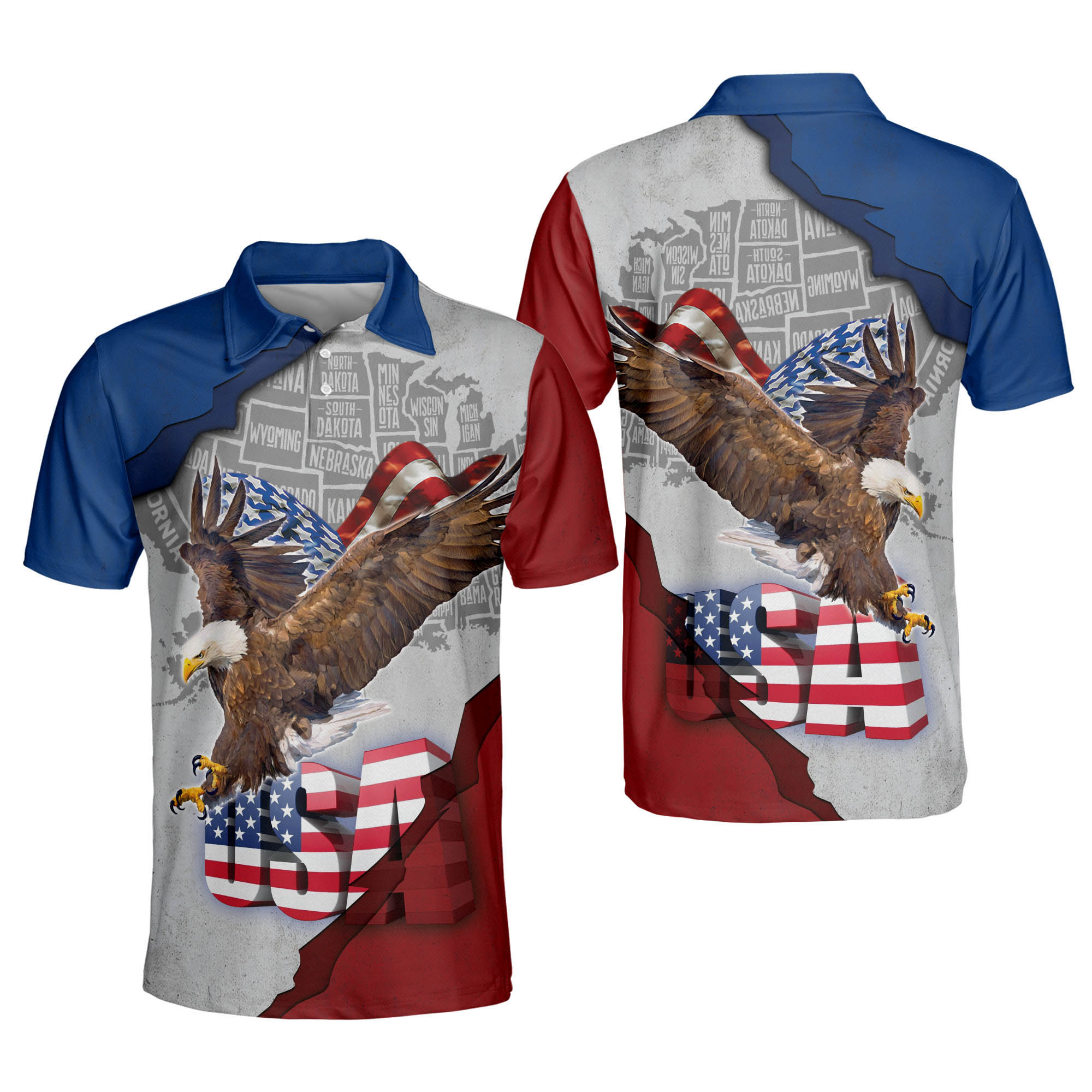 US Flag Eagles Patriotism American Sky Polo Shirt/ Idea Shirt for Independence Day