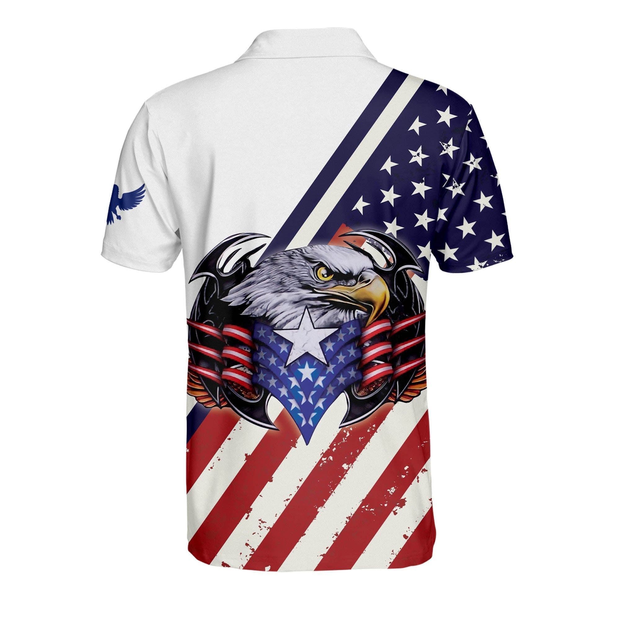 Personalized Name Eagle US Flag Patriotic Polo Shirt/ Flag Shirt/ Independence Shirt