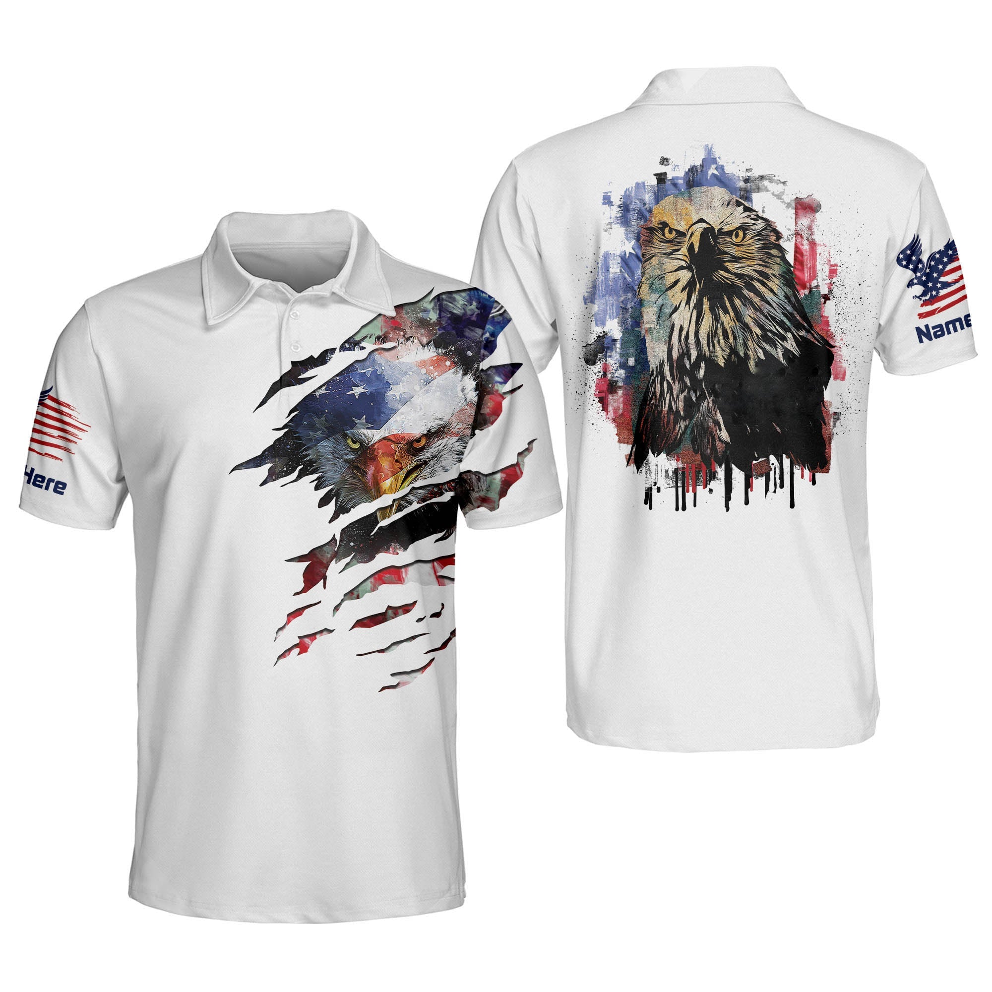 3D All Over Print Eagle American Polo Shirt For Men Independence Outfit