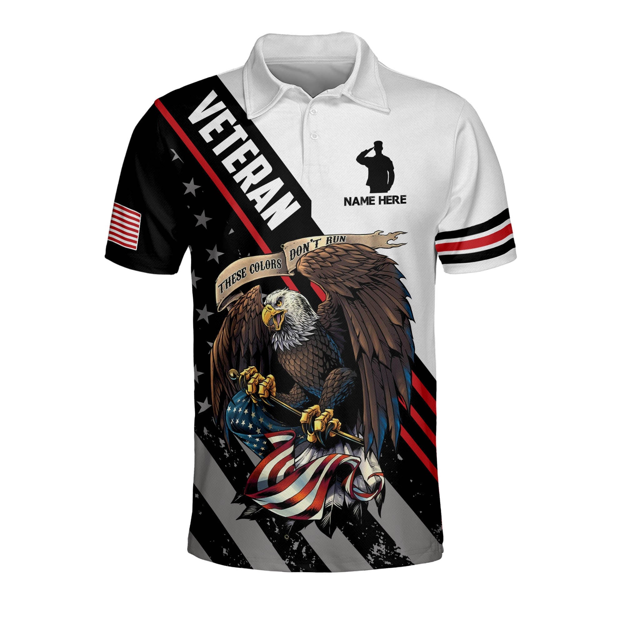Military Veteran American Eagle Polo Shirt/ Personalized Veteran Polo Shirt