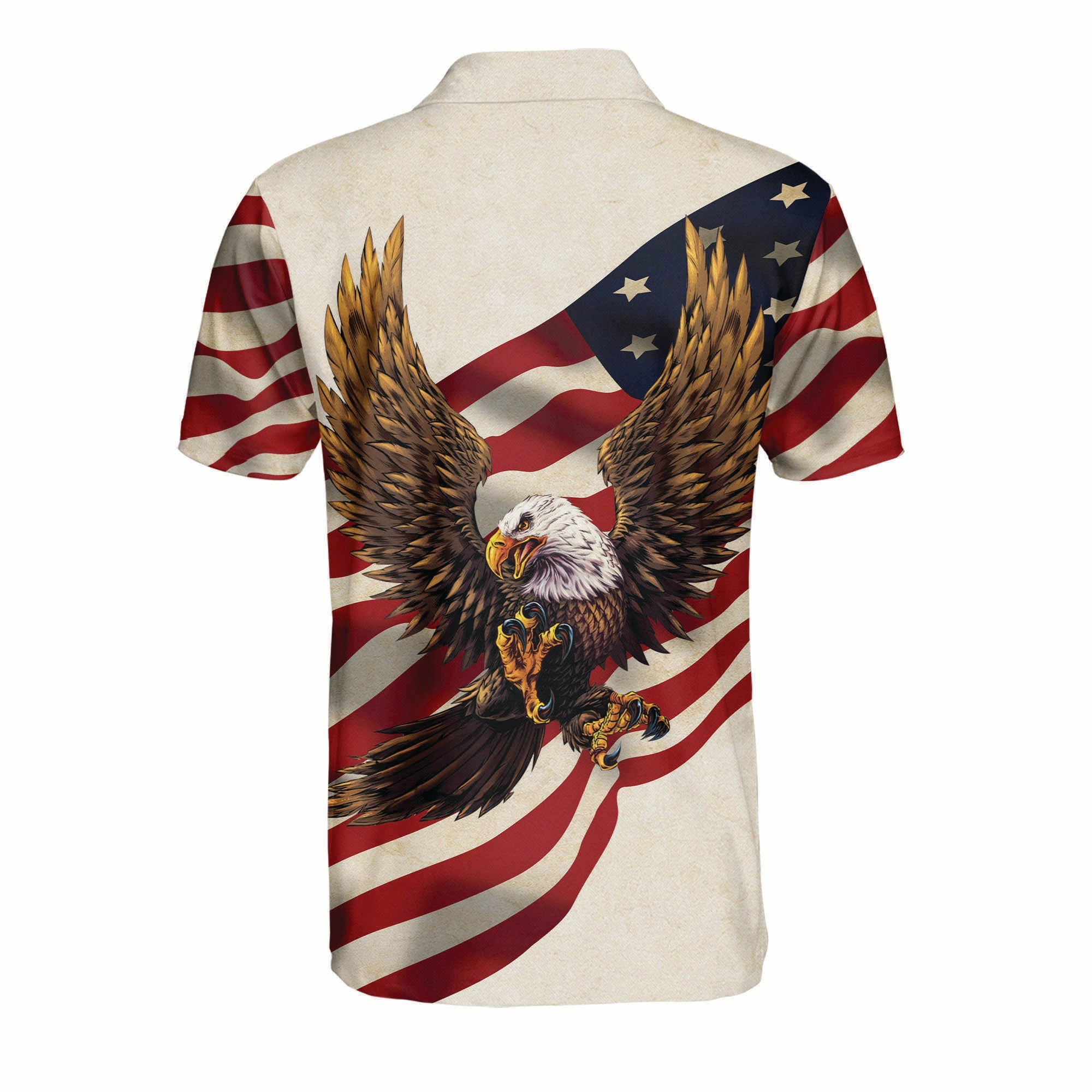 American Flag Patriotic Eagle Polo Shirt/ Happy Independence Eagle Full Printed Shirt