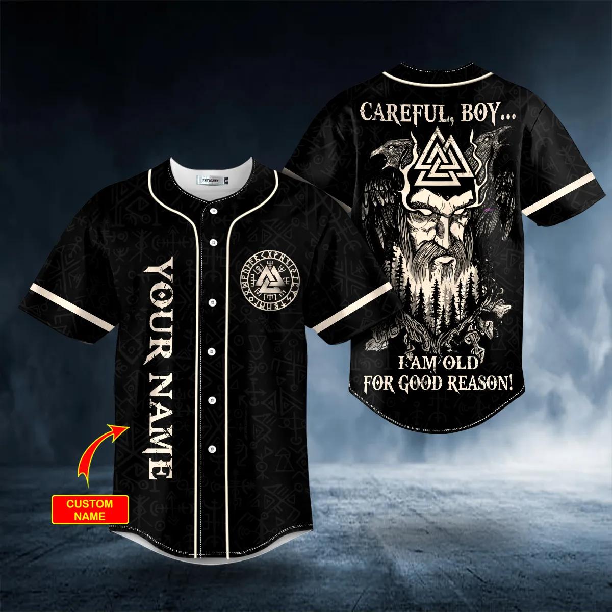 Old For Good Reason Viking Custom Baseball Jersey/ Idea Gift for Men Viking