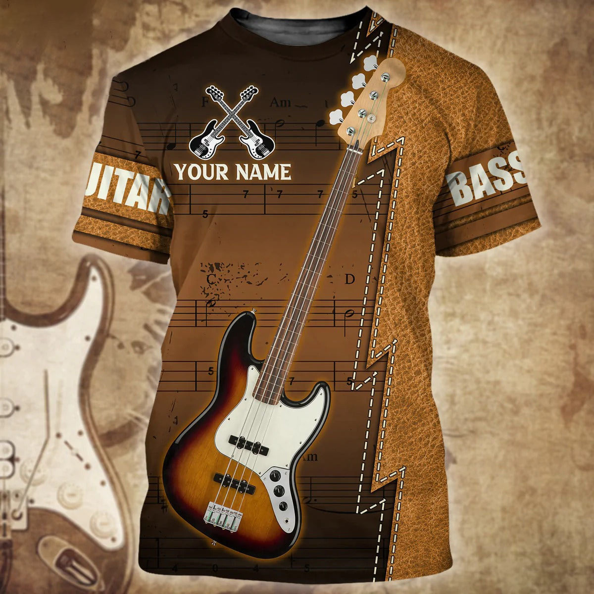 Personalized Name Bass Guitar 3D Shirt/ Men Guitarist Shirt/ Women Guitar Tshirt