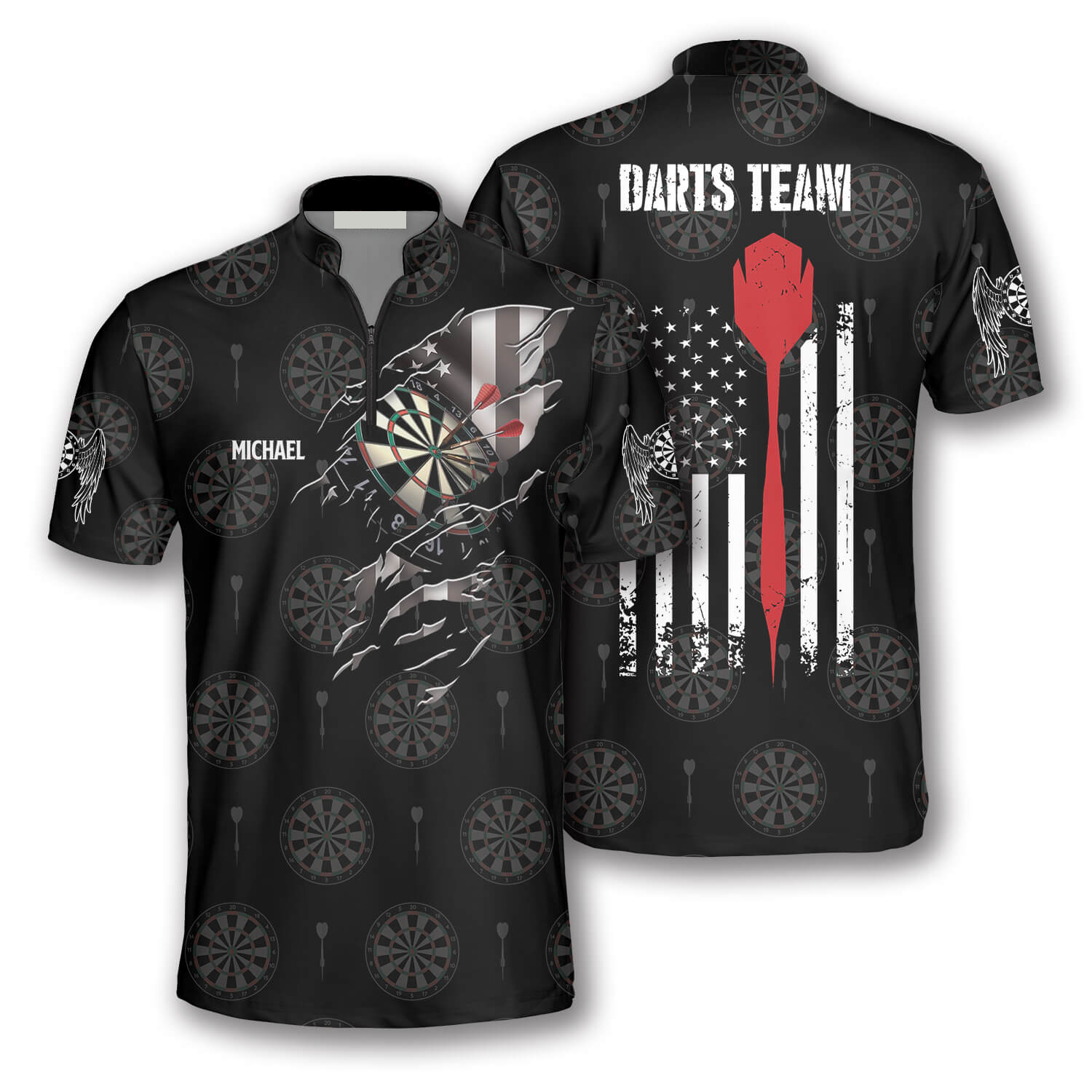 Personalized Name Team American Athlete Red Pin Custom Darts Jerseys for Men/ Idea Gift for Dart Lovers