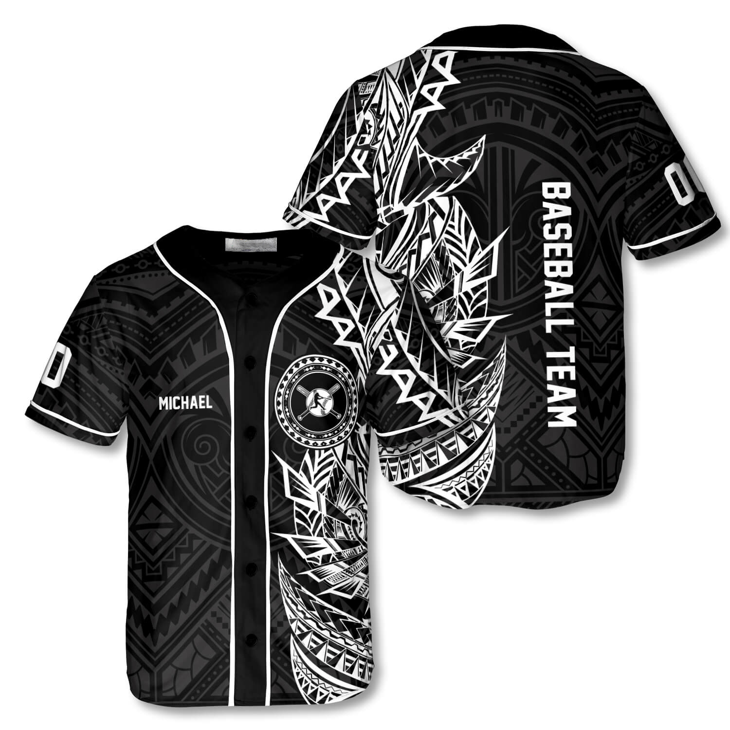 Athlete BW Tribal Custom Baseball Jersey/ Best Shirt for Baseball Lover/ Gift for Men