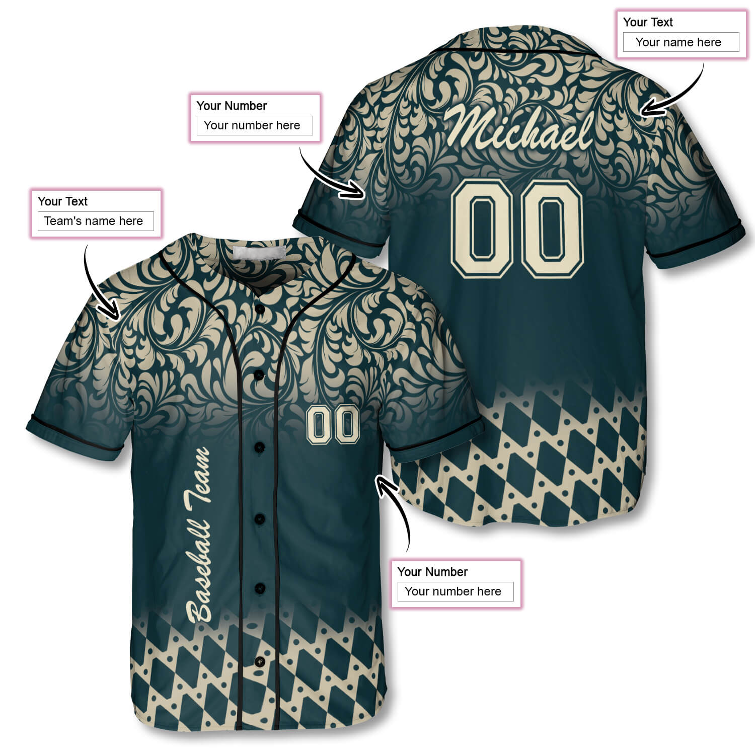 Personalized Name Number Athlete Green Forest Custom Baseball Jersey/ Perfect Shirt for Team Baseball Fan