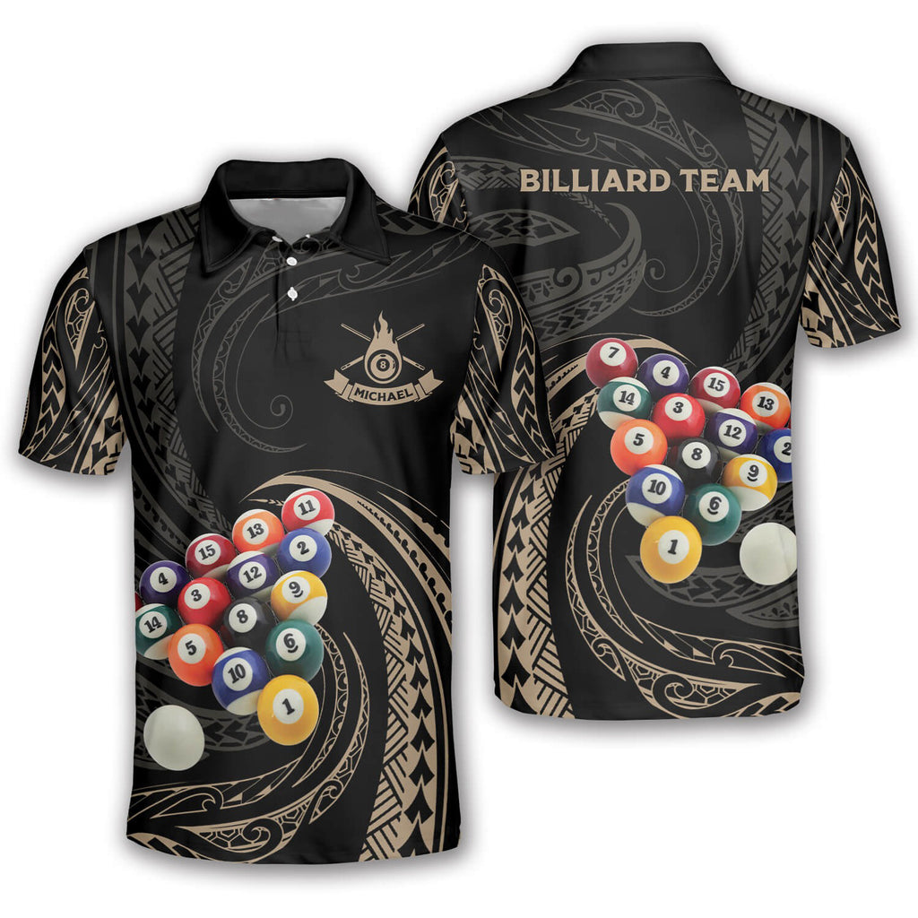 Coolspod Roll Tribal Billiard Personalized Name Unisex Polo Shirt/ Gift for Billiard Players