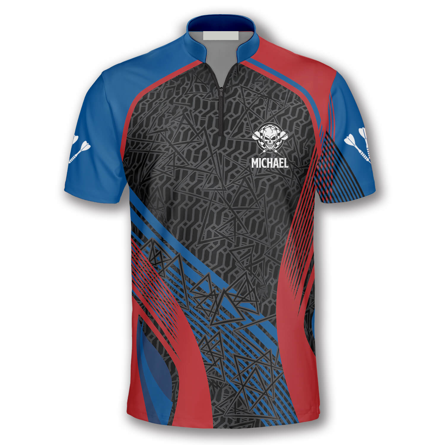 Personalized Blue & Red Skull Custom Darts Jerseys for Men/ Idea Gift for Dart Players