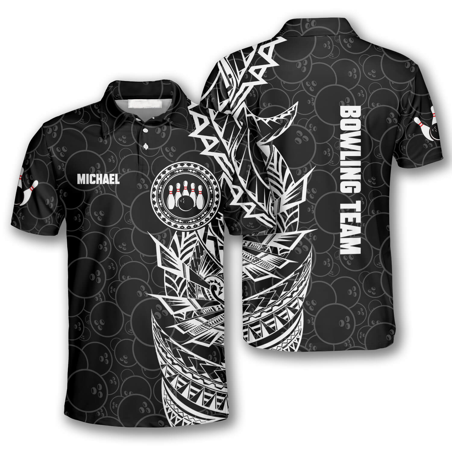 Black White Tribal Custom Bowling Shirts for Men/ Idea Gift for Bowling Lover