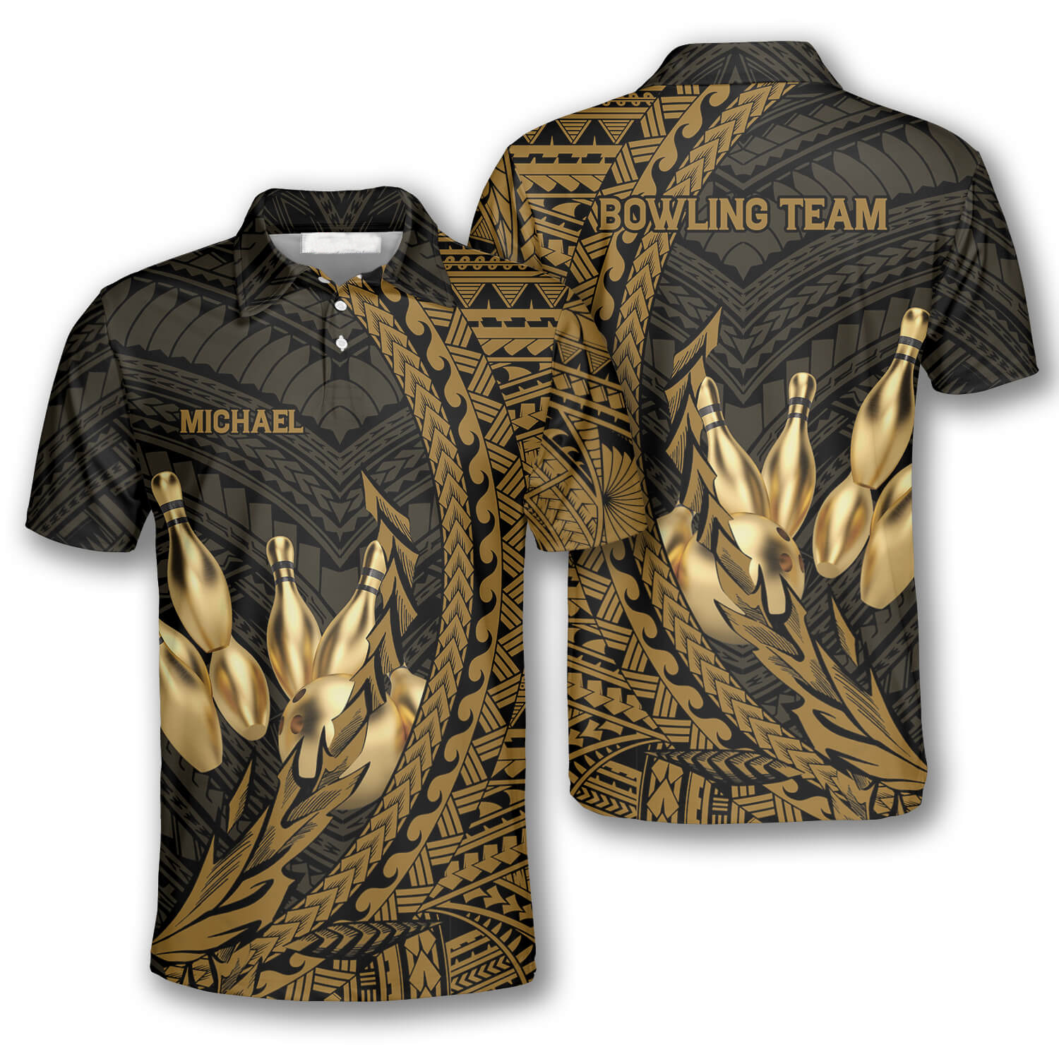 Yellow Hawaiian Pattern Custom Bowling Shirts for Men/ Perfect Gift for Bowler