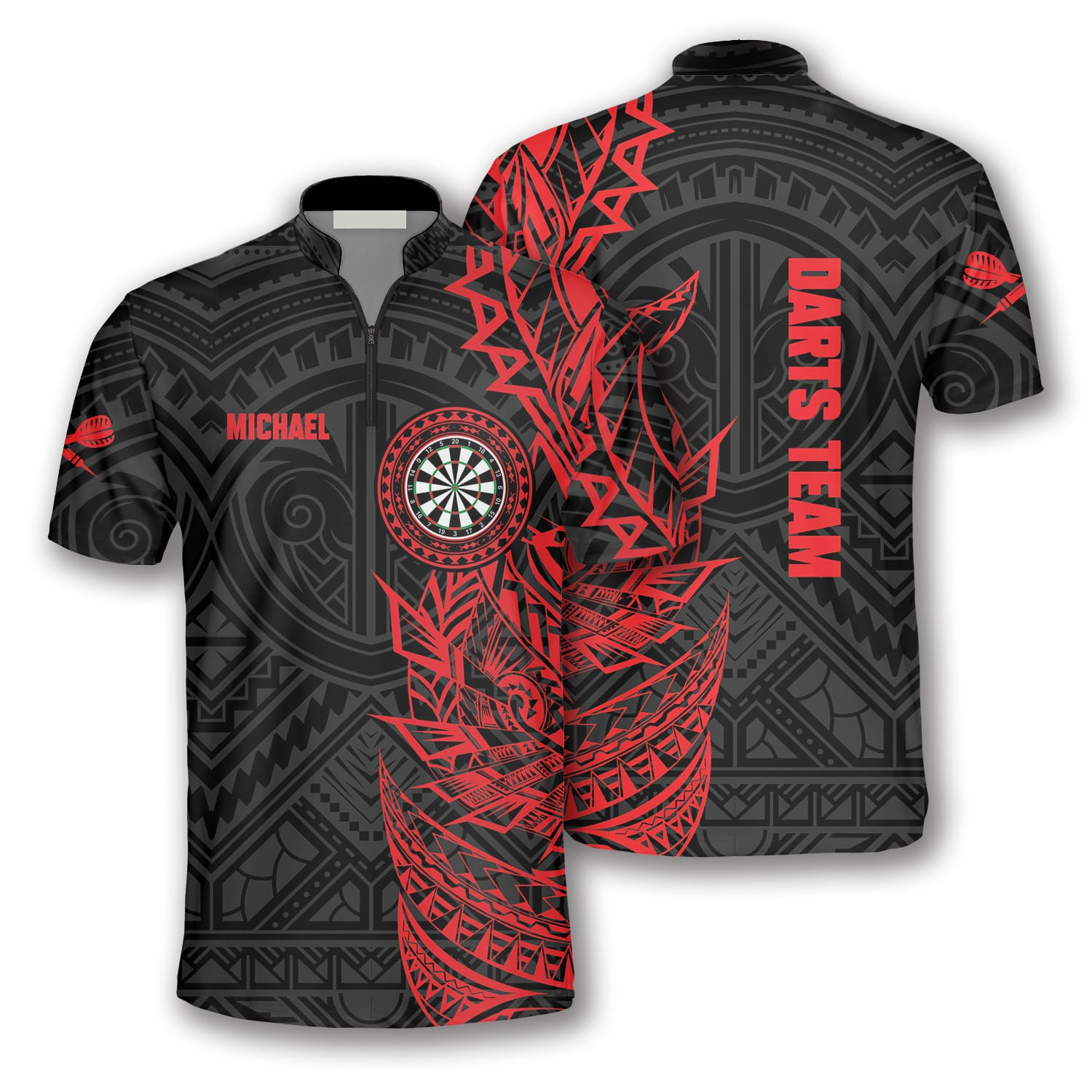 Black Red Tribal Custom Darts Jerseys For Men/ Gift for Dart Team Lovers