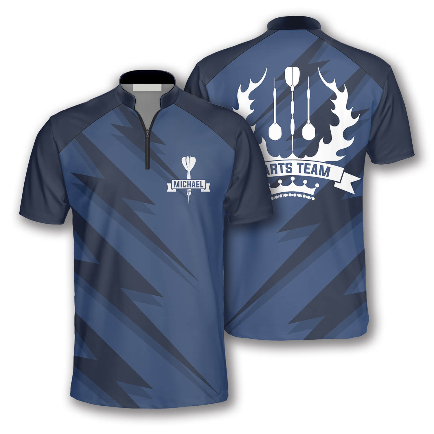 Personalized Name Team Blue Lightning Custom Darts Jerseys For Men/ Idea Gift for Dart Team