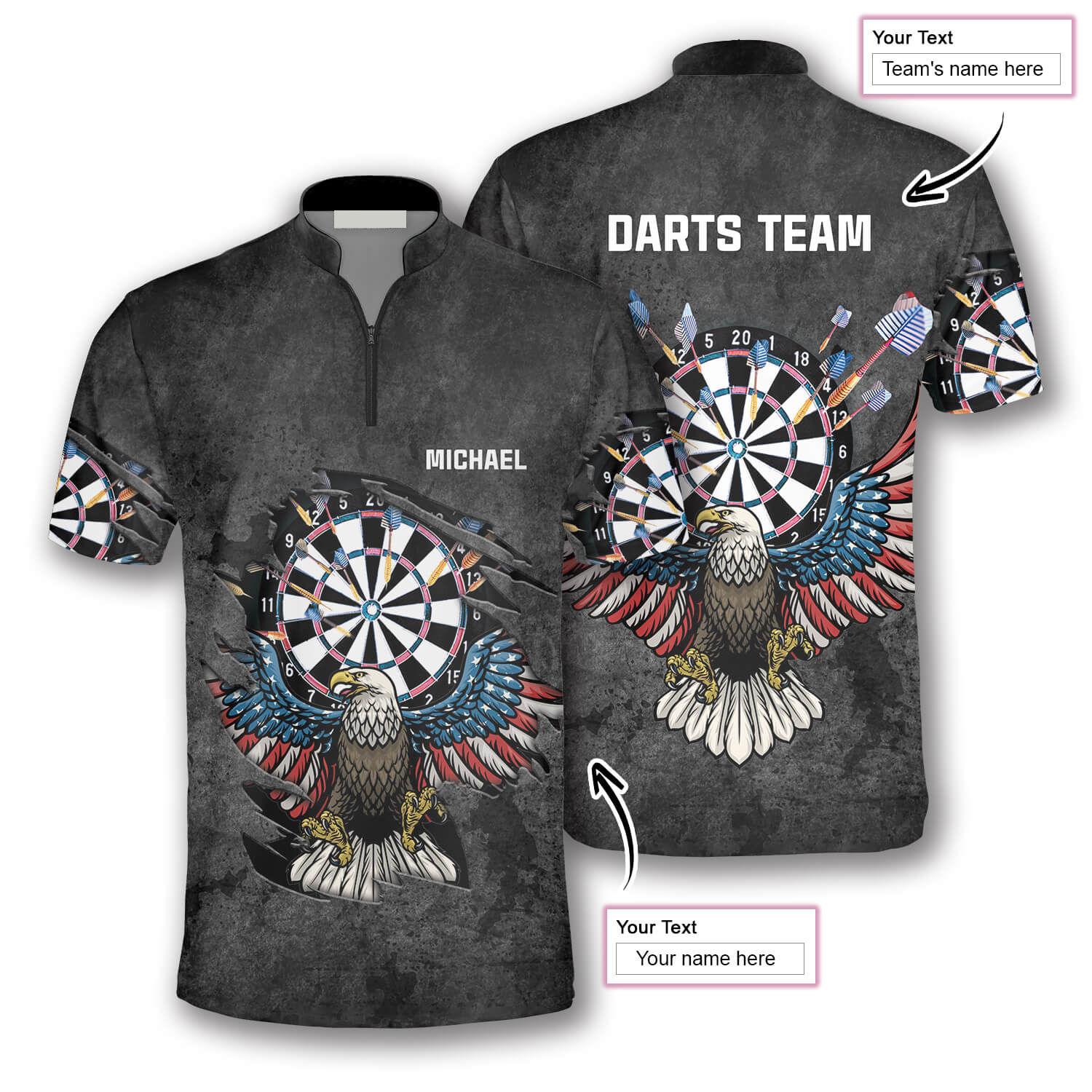 Personalized Name Team Darts Eagle Grunt Style Custom Darts Jerseys For Men