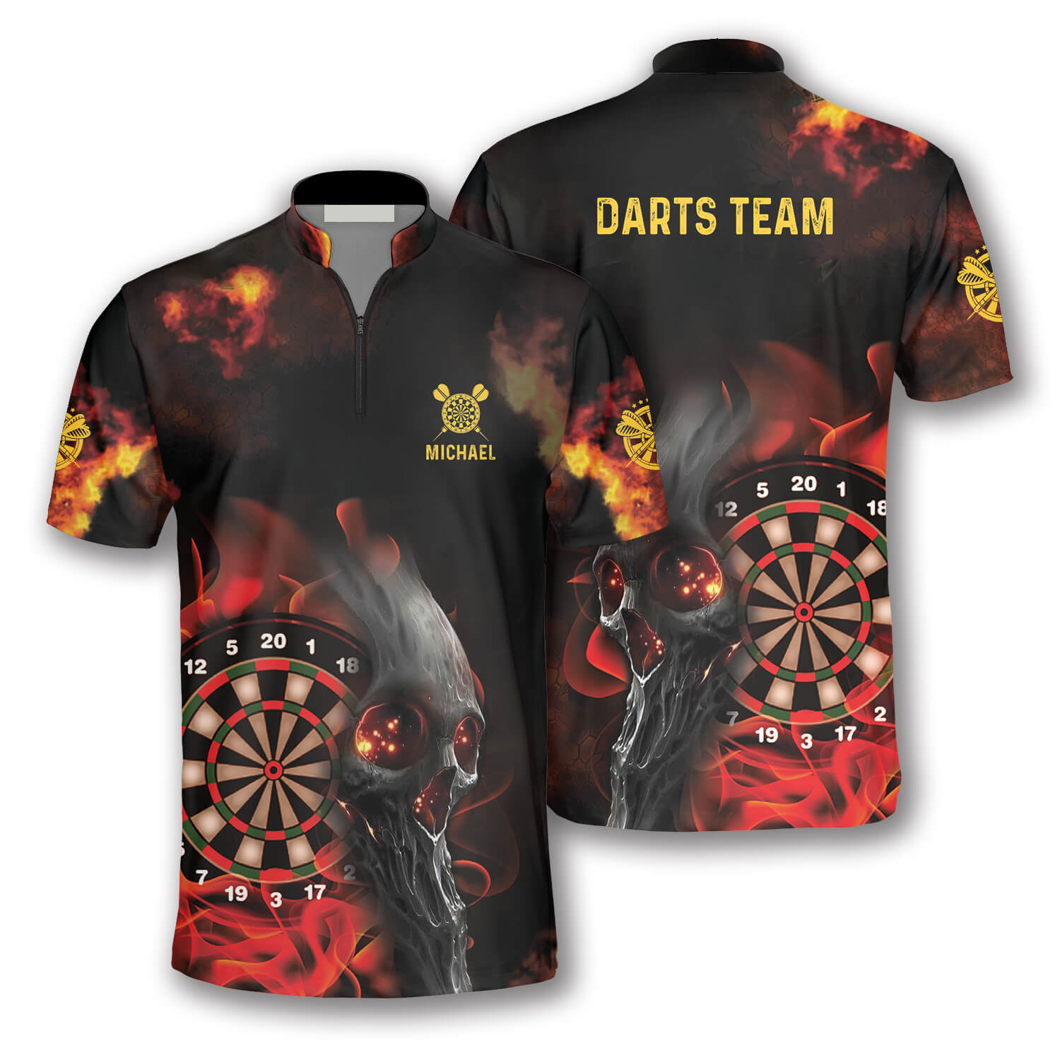 Darts Fire Smoky Skull Custom Darts Jerseys For Men/ Skull Dart Jersey shirt for Team