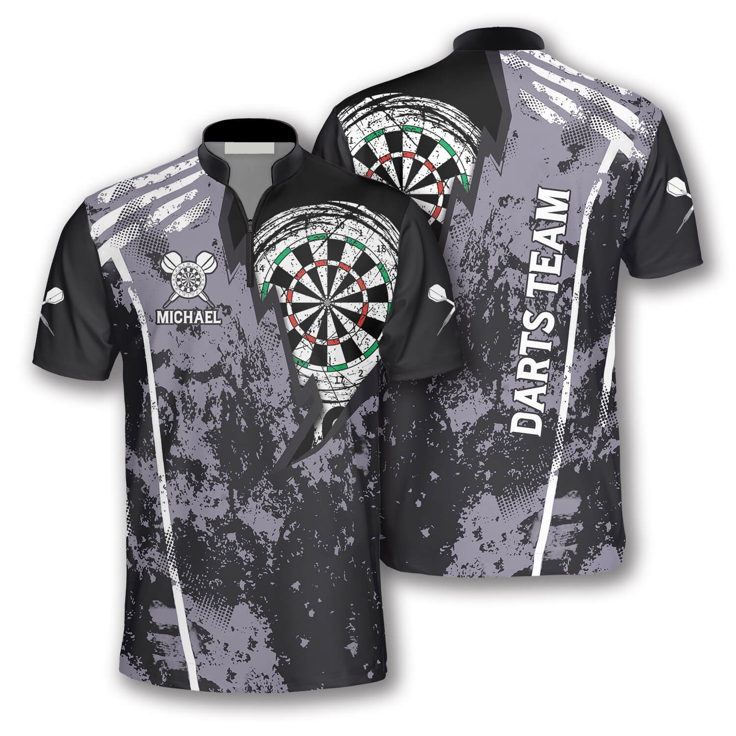 Personalized Name Team Lightning Grunge Custom Darts Jerseys for Men/ Perfect Shirt for Dart Players