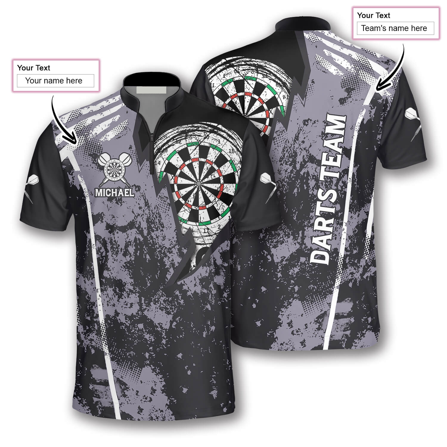 Personalized Name Team Lightning Grunge Custom Darts Jerseys for Men/ Perfect Shirt for Dart Players