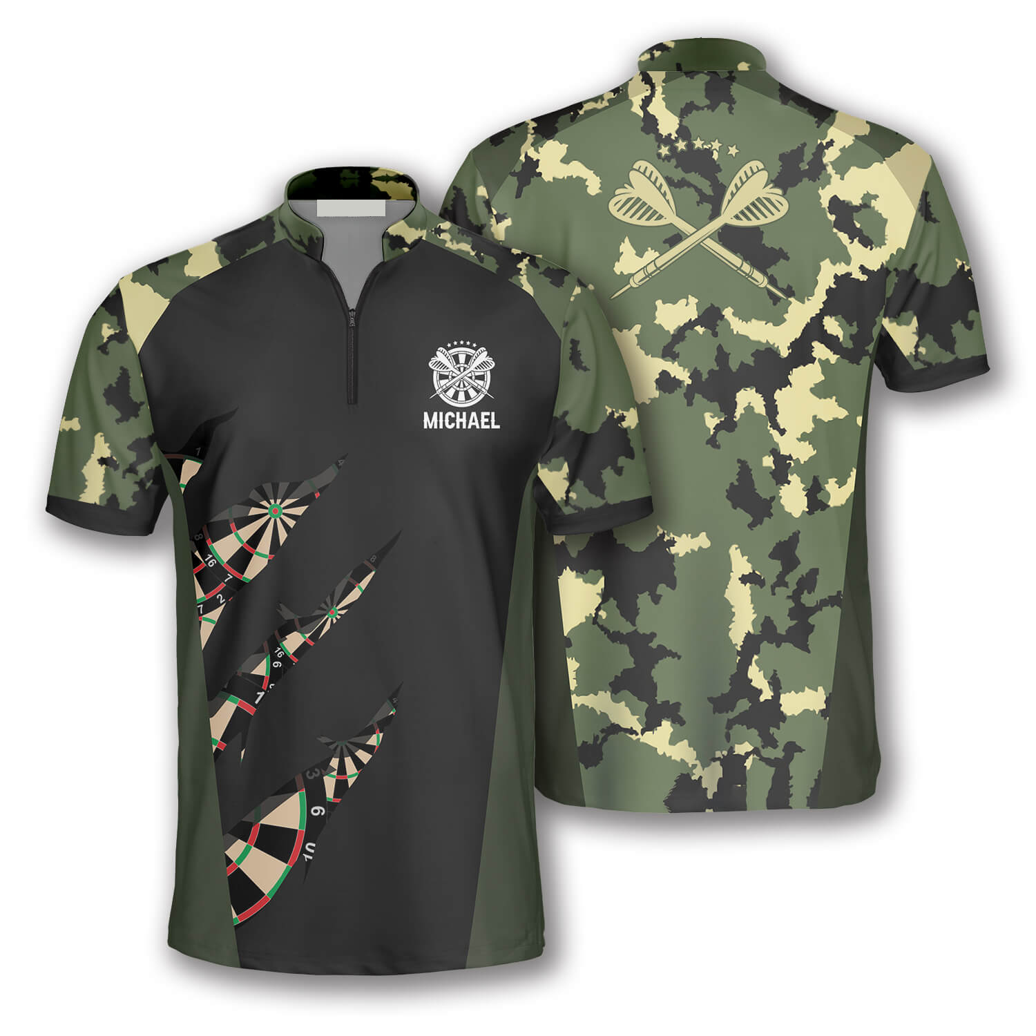 Military Print Custom Darts Jerseys for Men/ Gift for Dart Lovers/ Dart Team Jersey Shirt