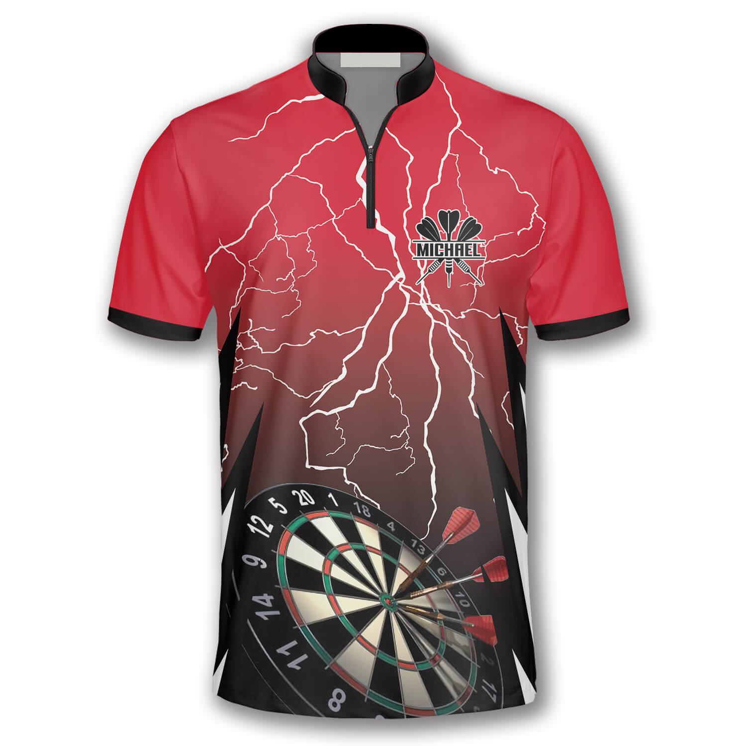 Red Storm Custom Darts Jerseys for Men/ Dartboard Pattern 3D Shirt
