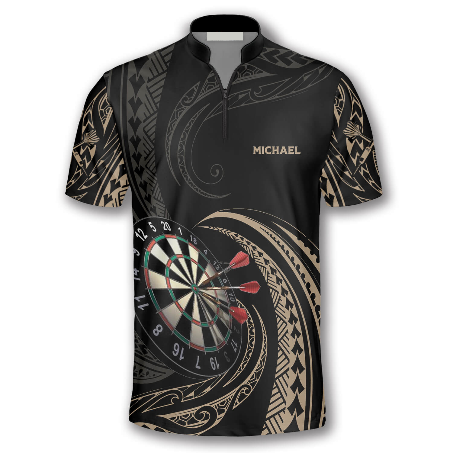 Tangle Tribal Pattern Custom Darts Jerseys For Men/ Personalized Name Team Dart Shirt
