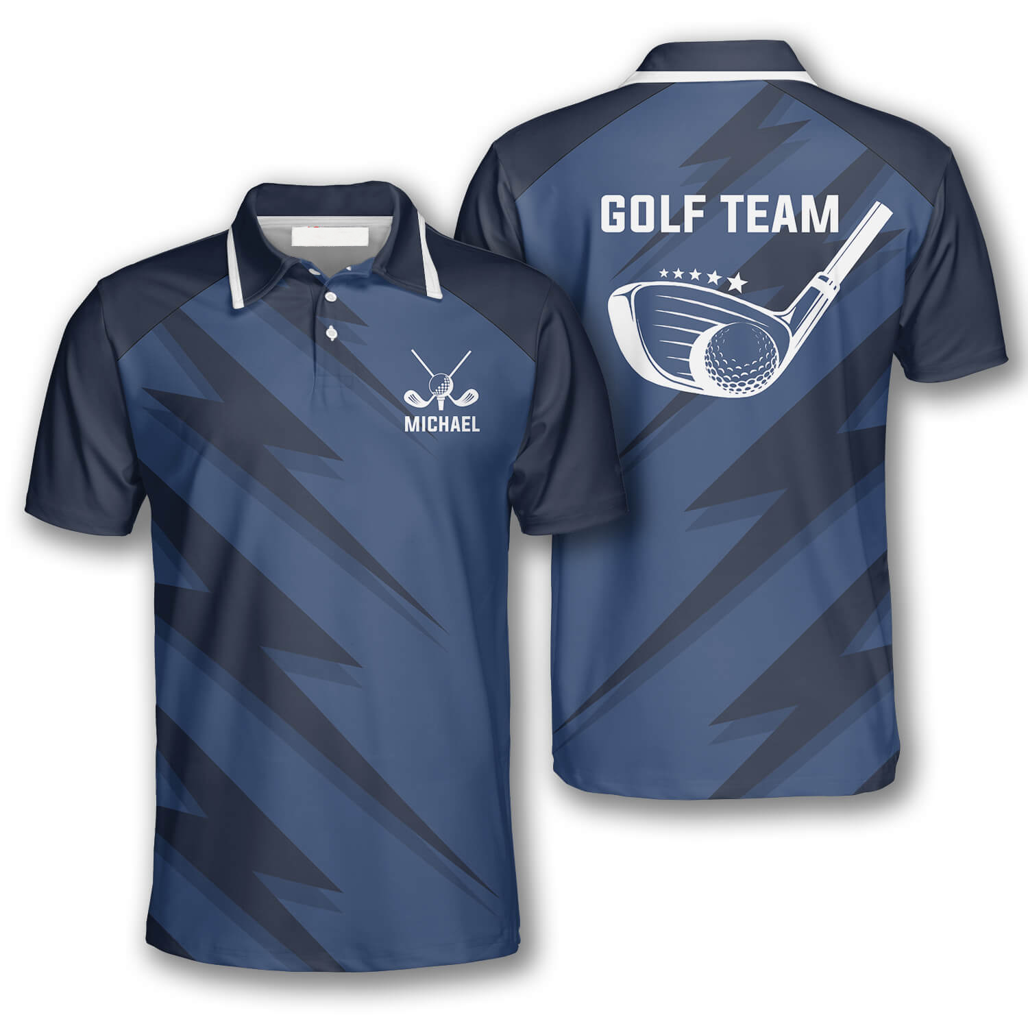 Lightning Blue Custom Golf Polo Shirts for Men