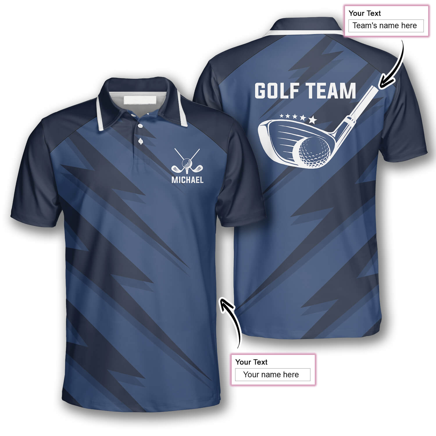 Lightning Blue Custom Golf Polo Shirts for Men