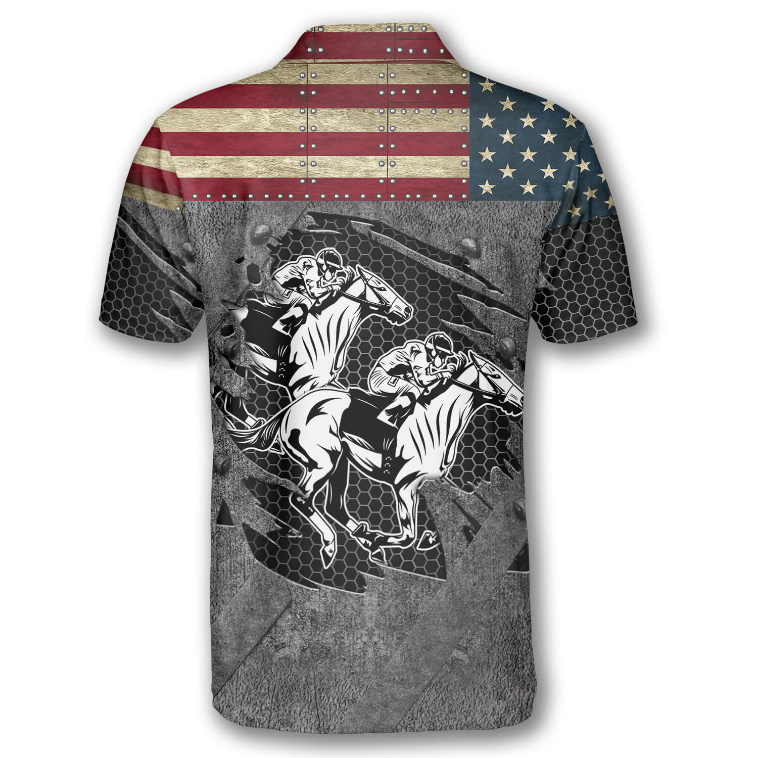 Horse Racing Retro American Flag Custom Equestrian Shirts for Men