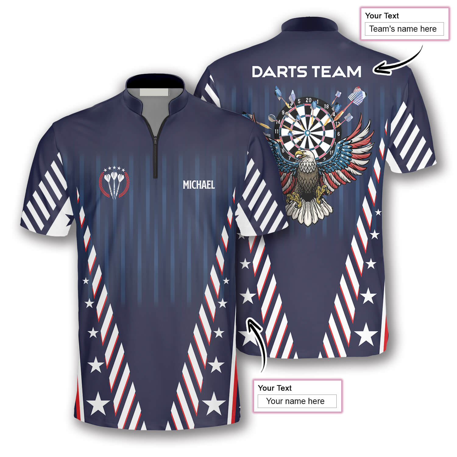Patriots Athlete Us Flag Custom Darts Jerseys for Men/ Flag Shirt/ Dart Team Shirt