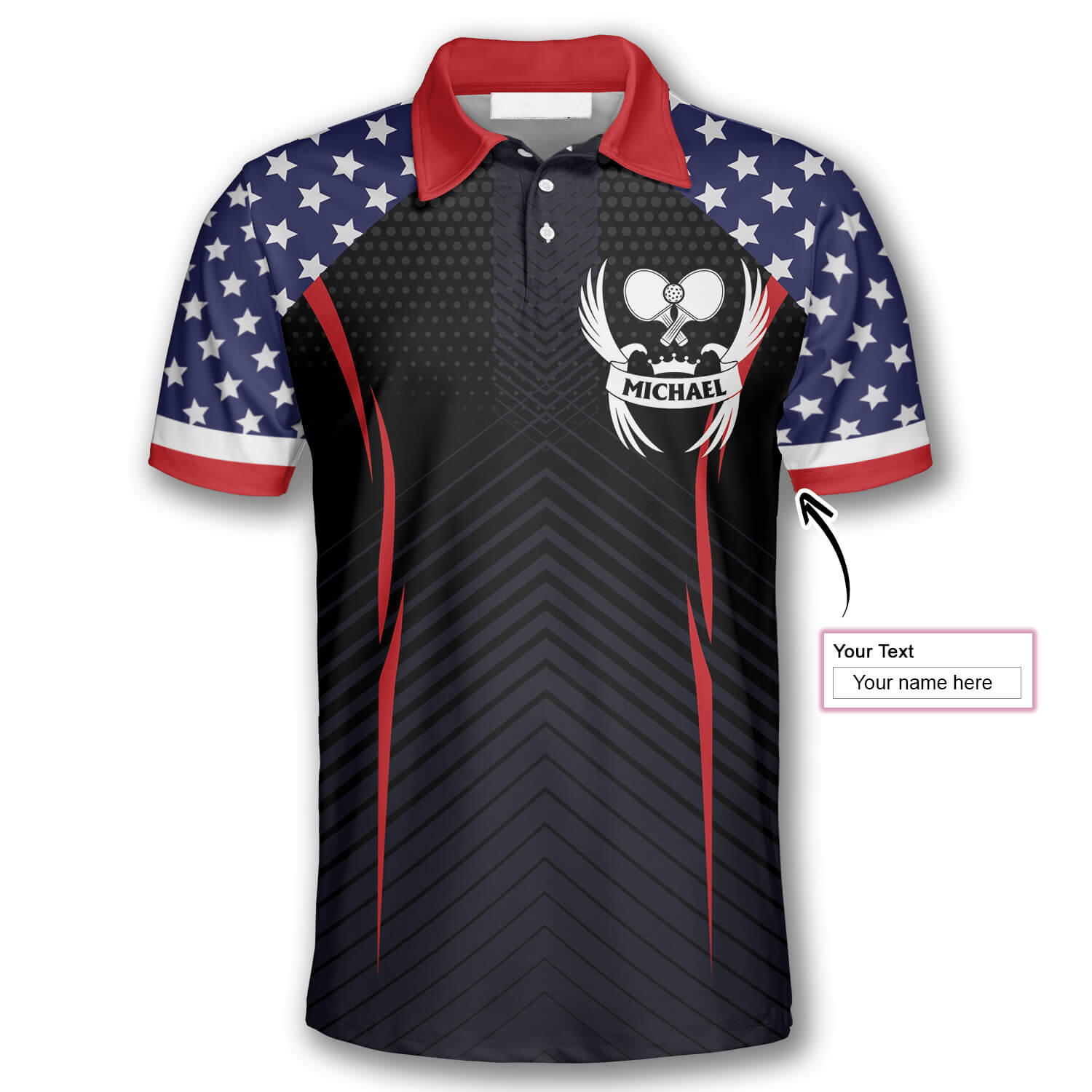 Pickleball Eagle Emblem American Flag Custom Pickleball Shirts for Men
