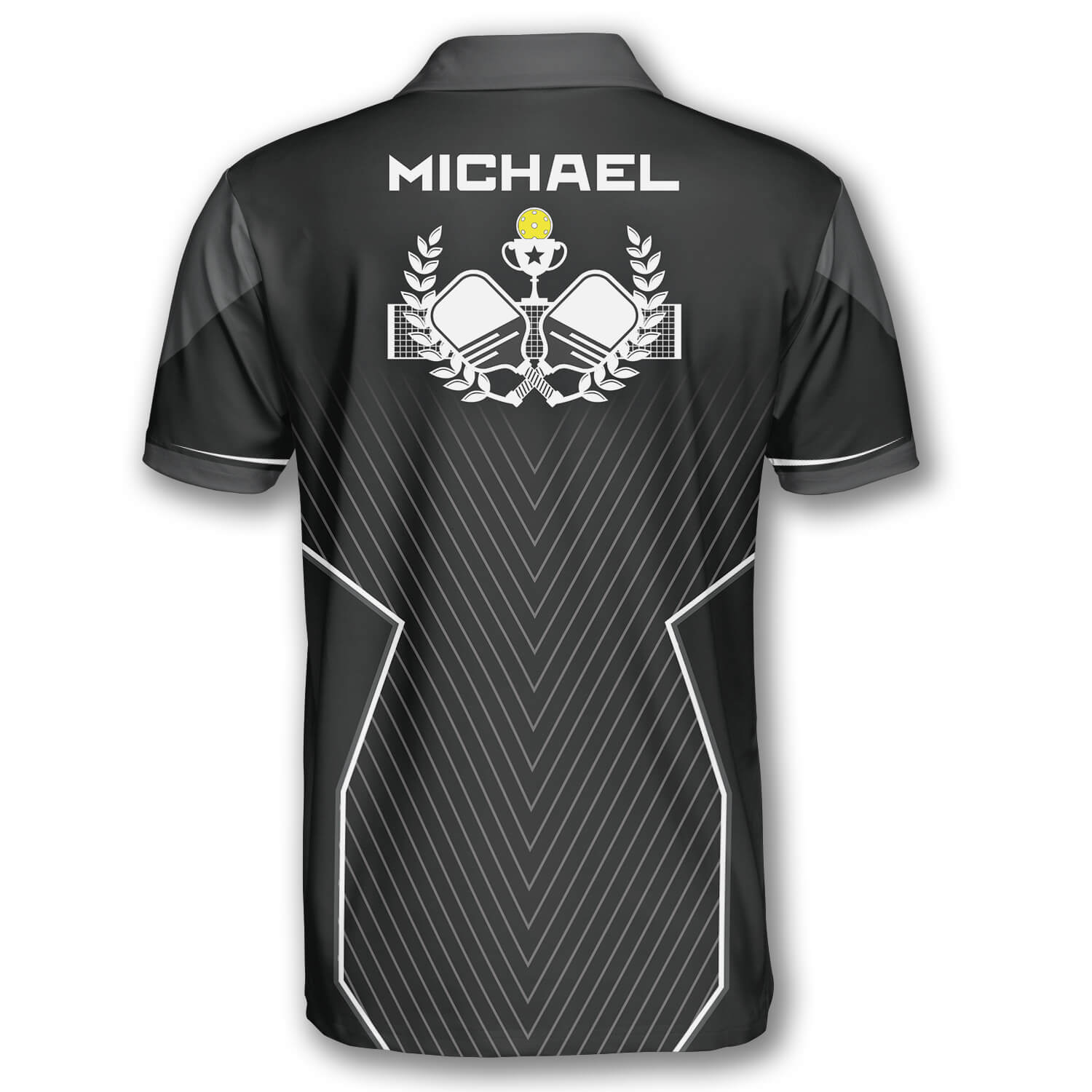 Pickleball Emblem Black Sport Version Custom Pickleball Shirts for Men