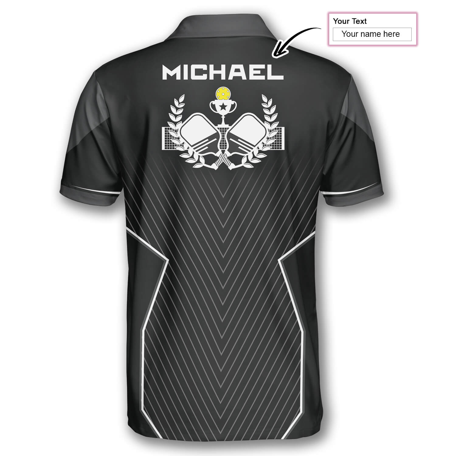Pickleball Emblem Black Sport Version Custom Pickleball Shirts for Men