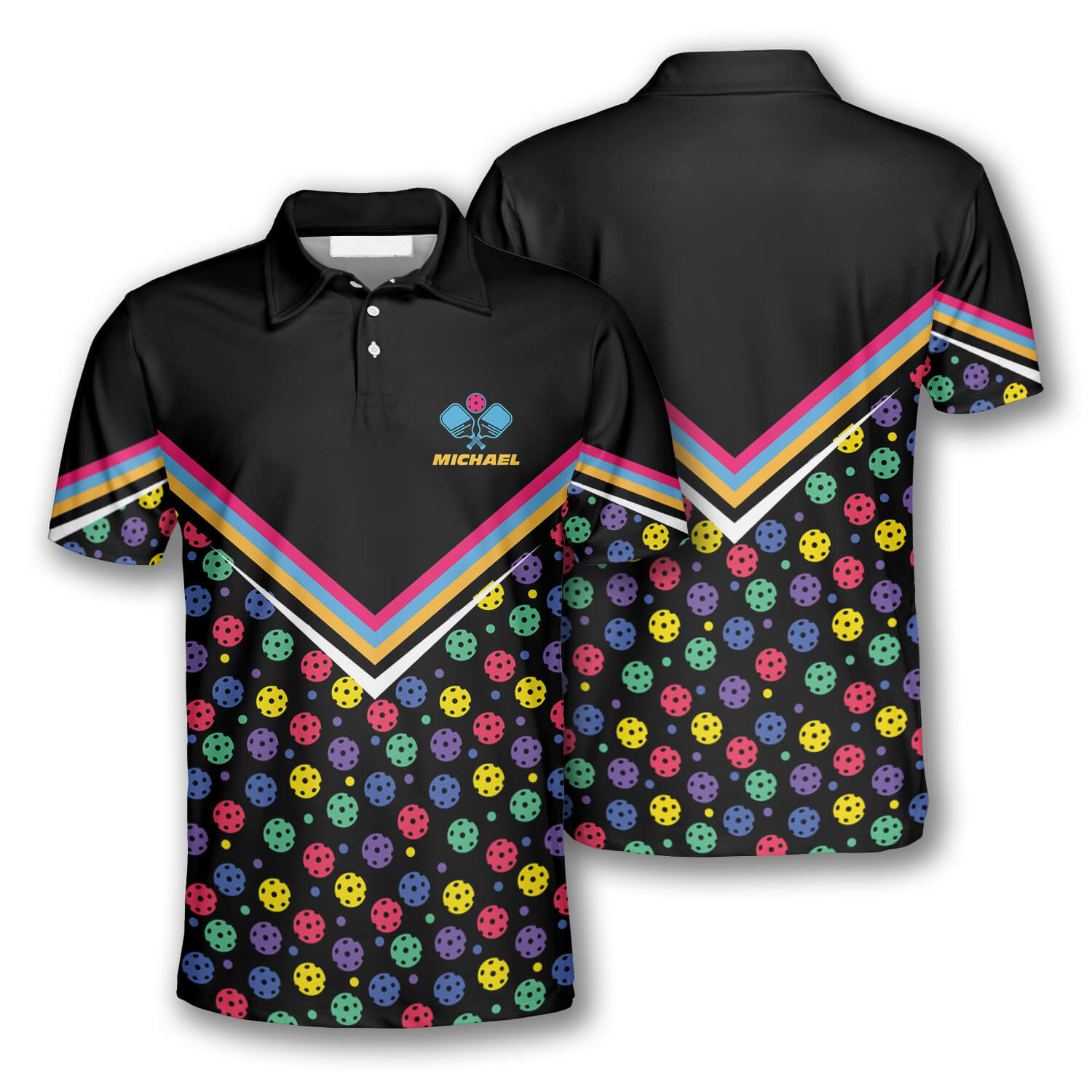 Colorful Pickleball Pattern Custom Pickleball Shirts for Men