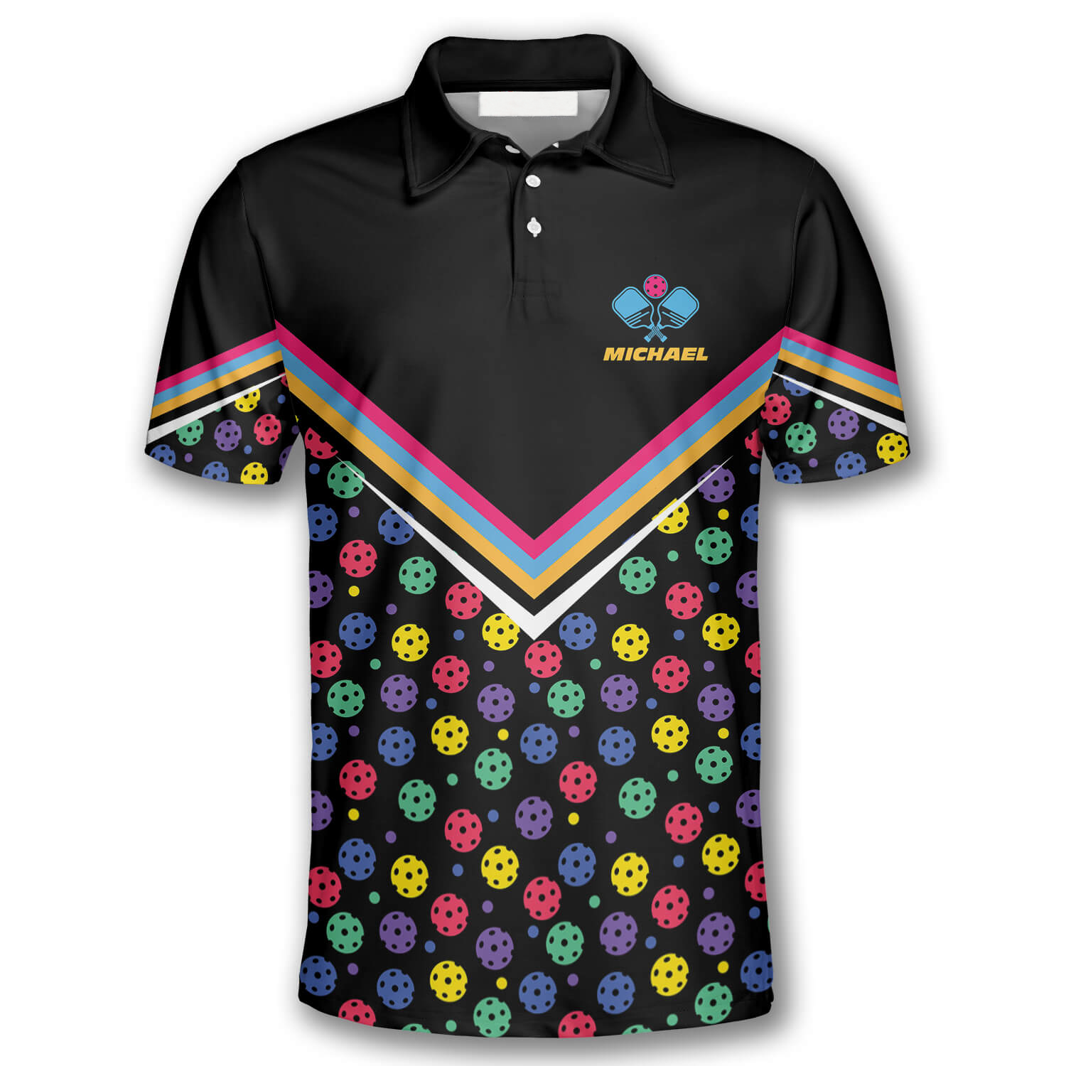 Colorful Pickleball Pattern Custom Pickleball Shirts for Men