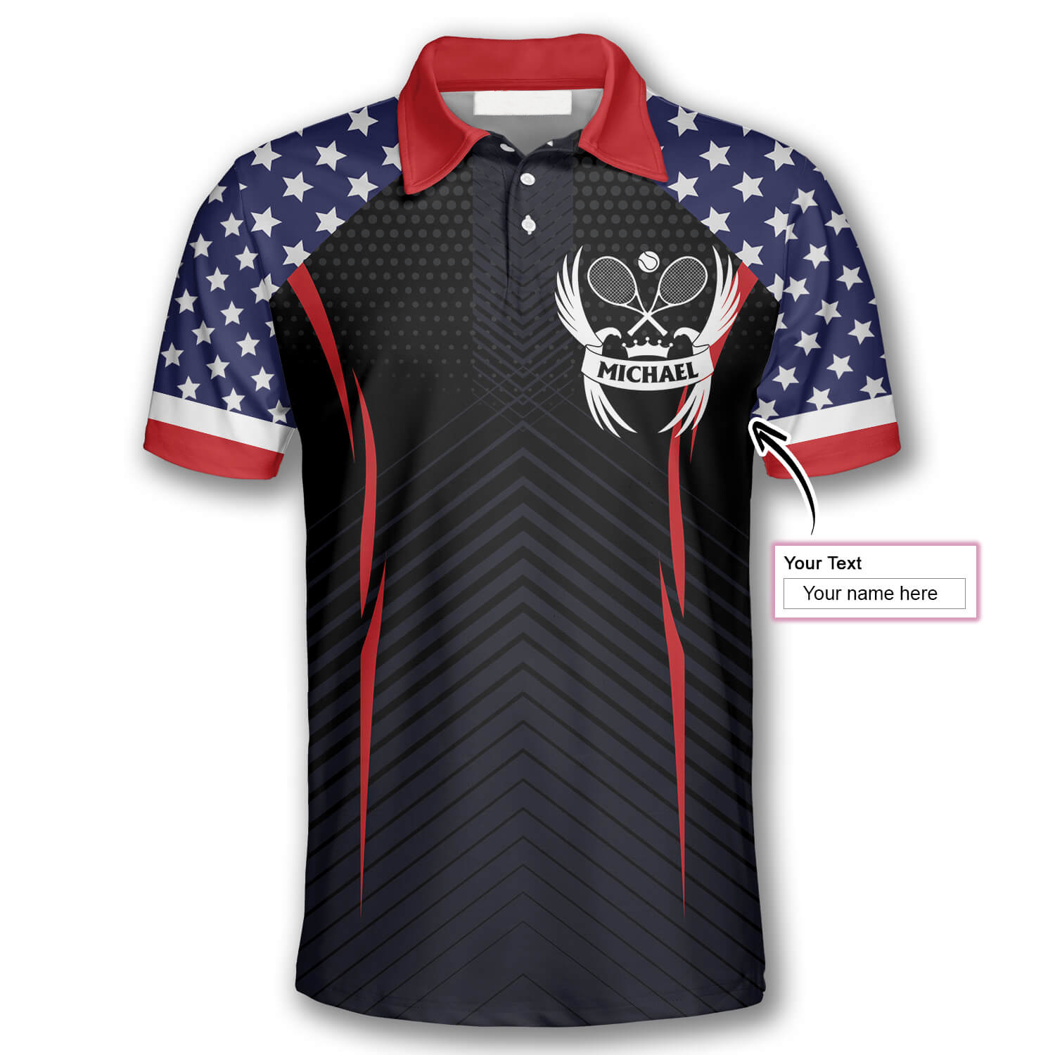 Tennis Eagle American Flag Custom Tennis Shirts for Men