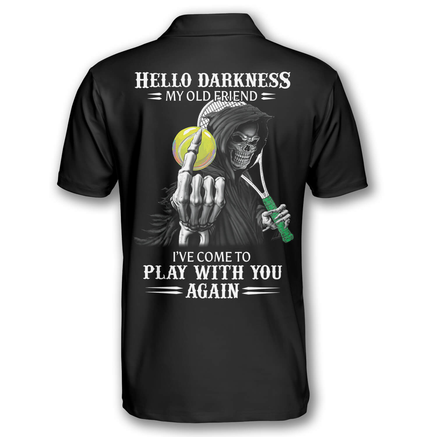 Tennis Hello Darkness My Old Friend Skull Custom Polo Tennis Shirts for Men