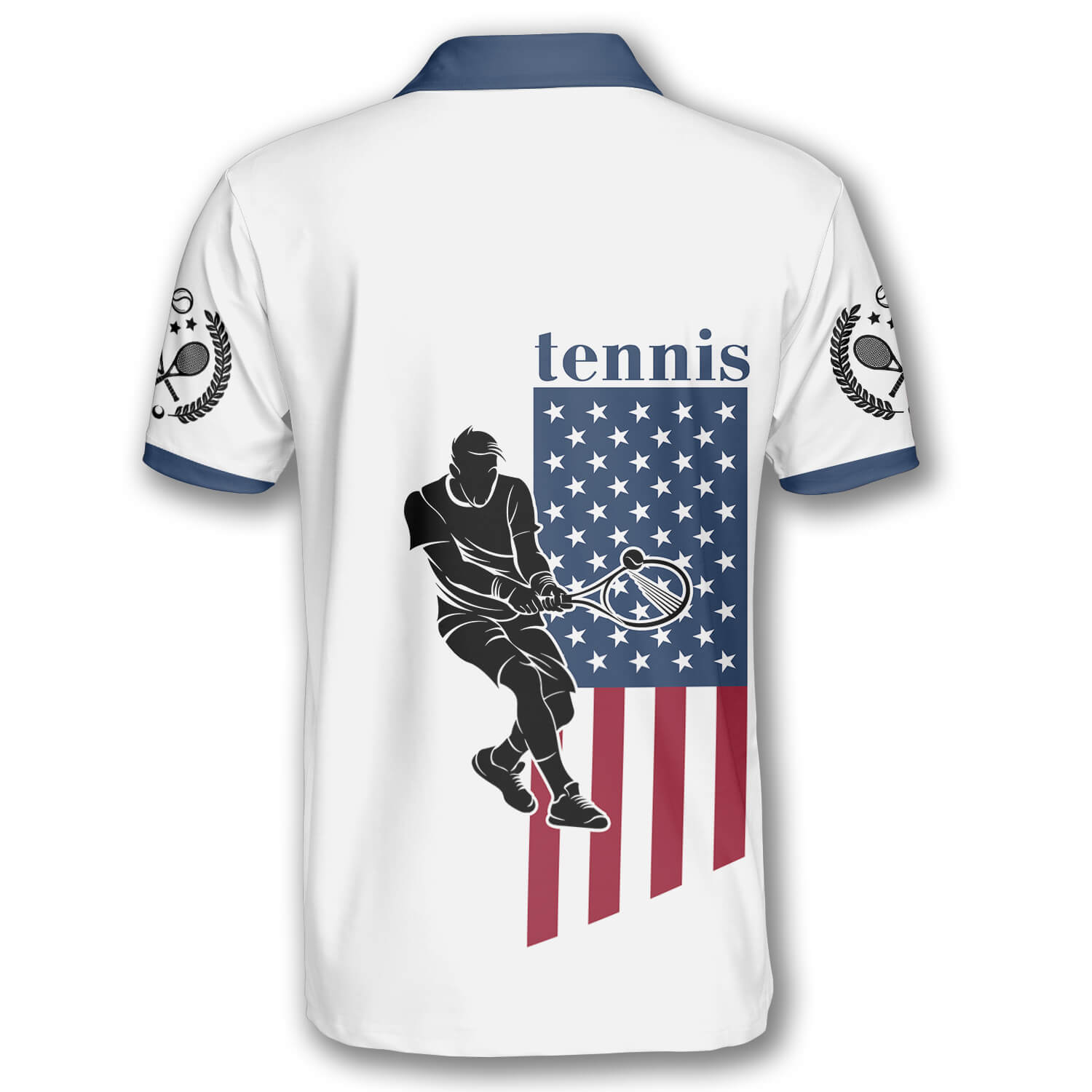 Tennis Player Silhouette American Flag Custom Tennis Shirts for Men