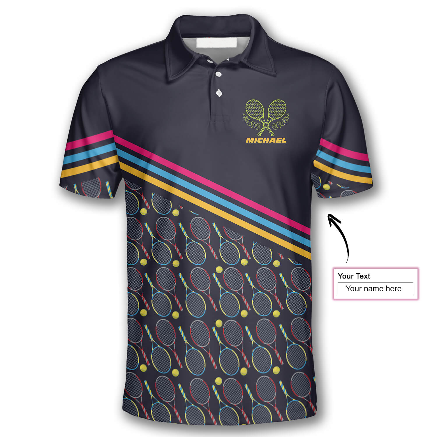 Tennis Seamless Pattern Custom Polo Tennis Shirts for Men